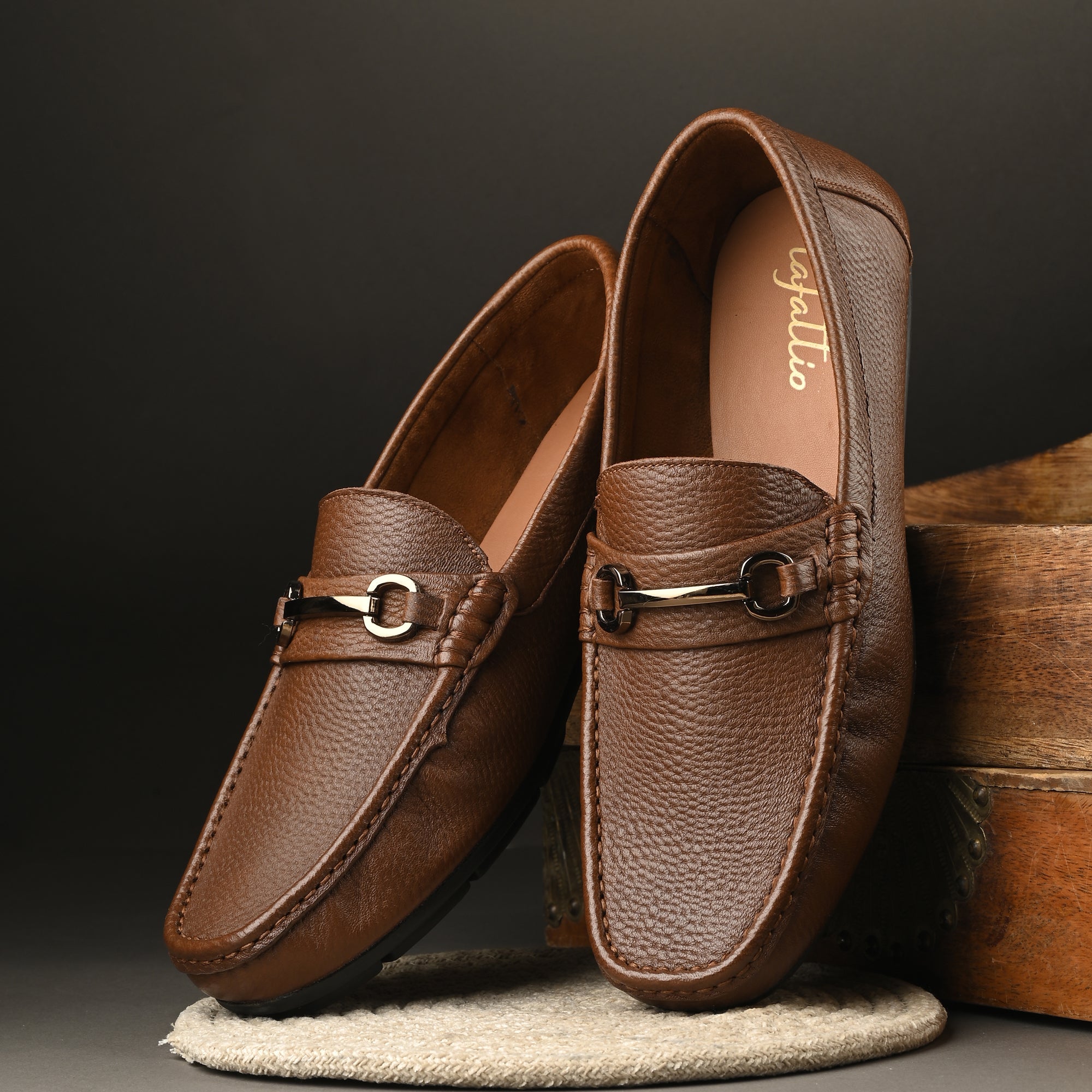 Pashmina Leather Loafers by Lafattio – Tan - view 2