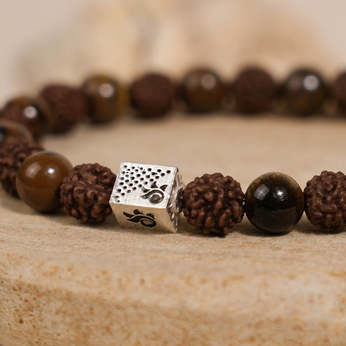 Prinjal Jewellers Rudraksha with Tiger Eye Stone Bracelet