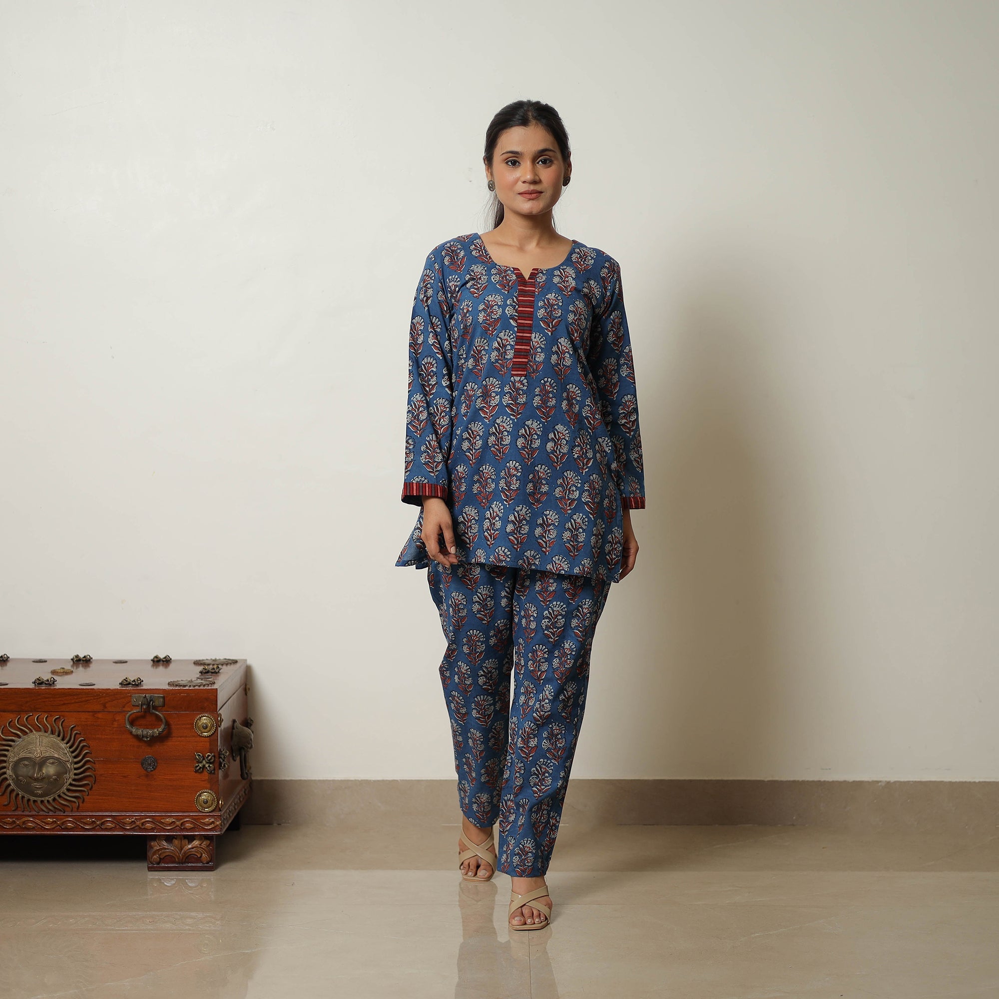 ITOKRI CASUALS Blue - Block Printed Cotton Bagru Co-Ord Set 14 - view 2