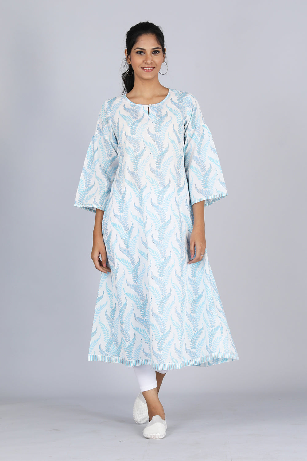 Kalanjali Ethnics Hand block printed kurti – Women's, White
