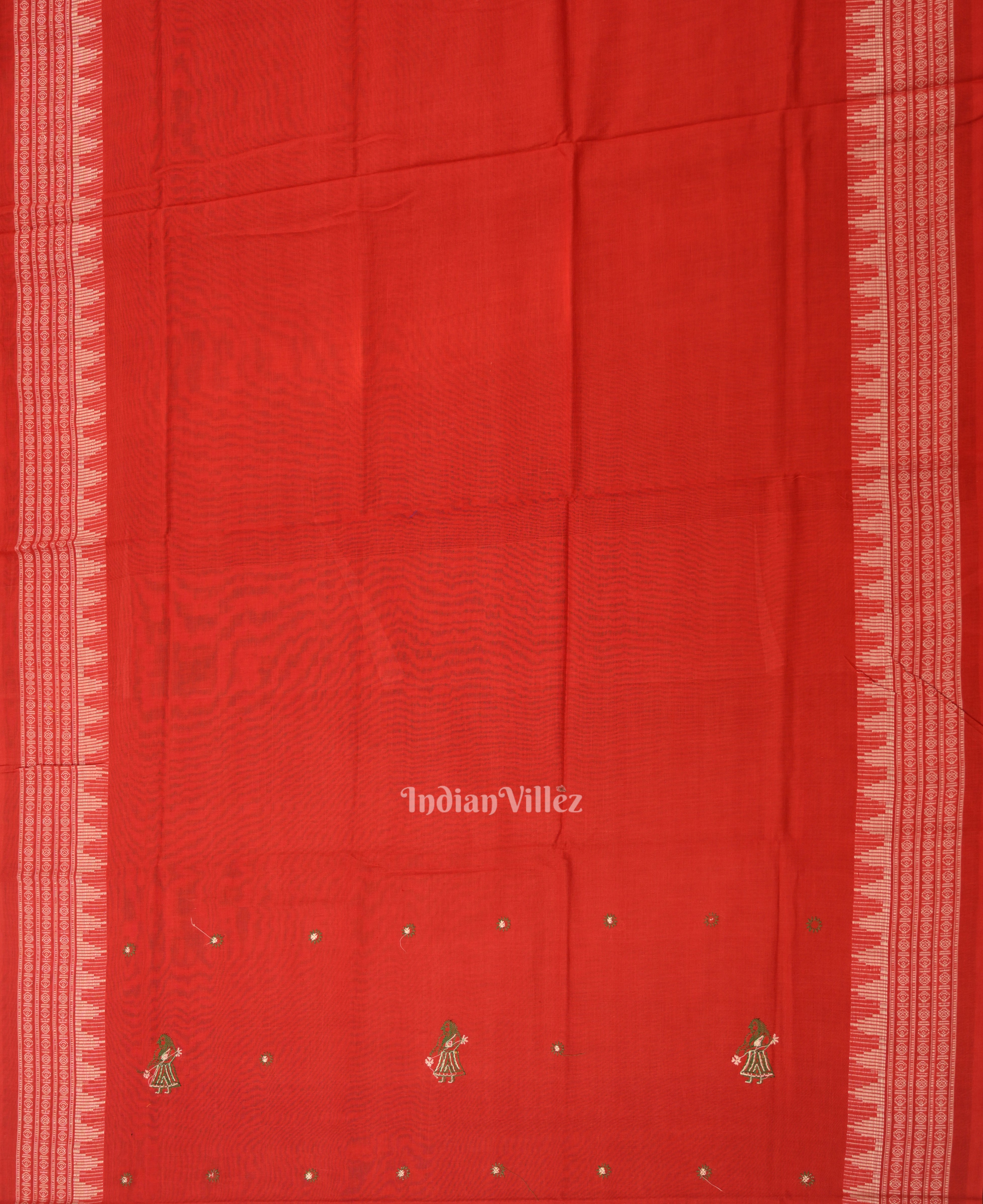 IndianVillèz Green with Red Doll Odisha Ikat Sambalpuri Dress Material & Dupatta - view 5