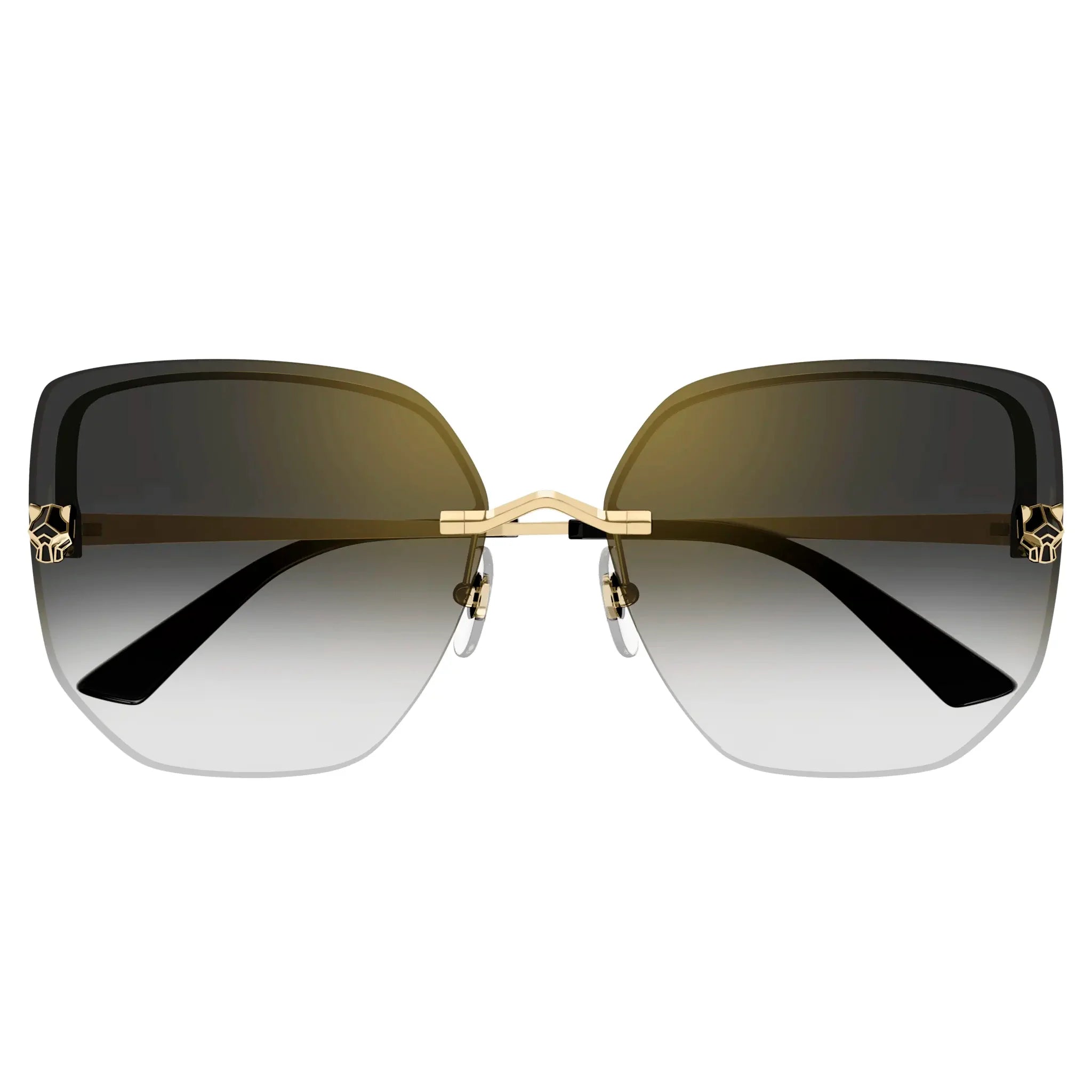 Cartier Eyewear CT0432S-001 Panthere De Cartier Gold Grey Rimless Sunglasses
