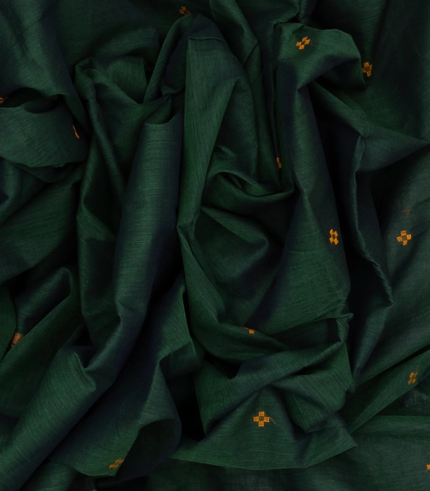 RmKV Bottle Green Handloom Rasipuram Cotton Saree With Plus Buttas - view 3
