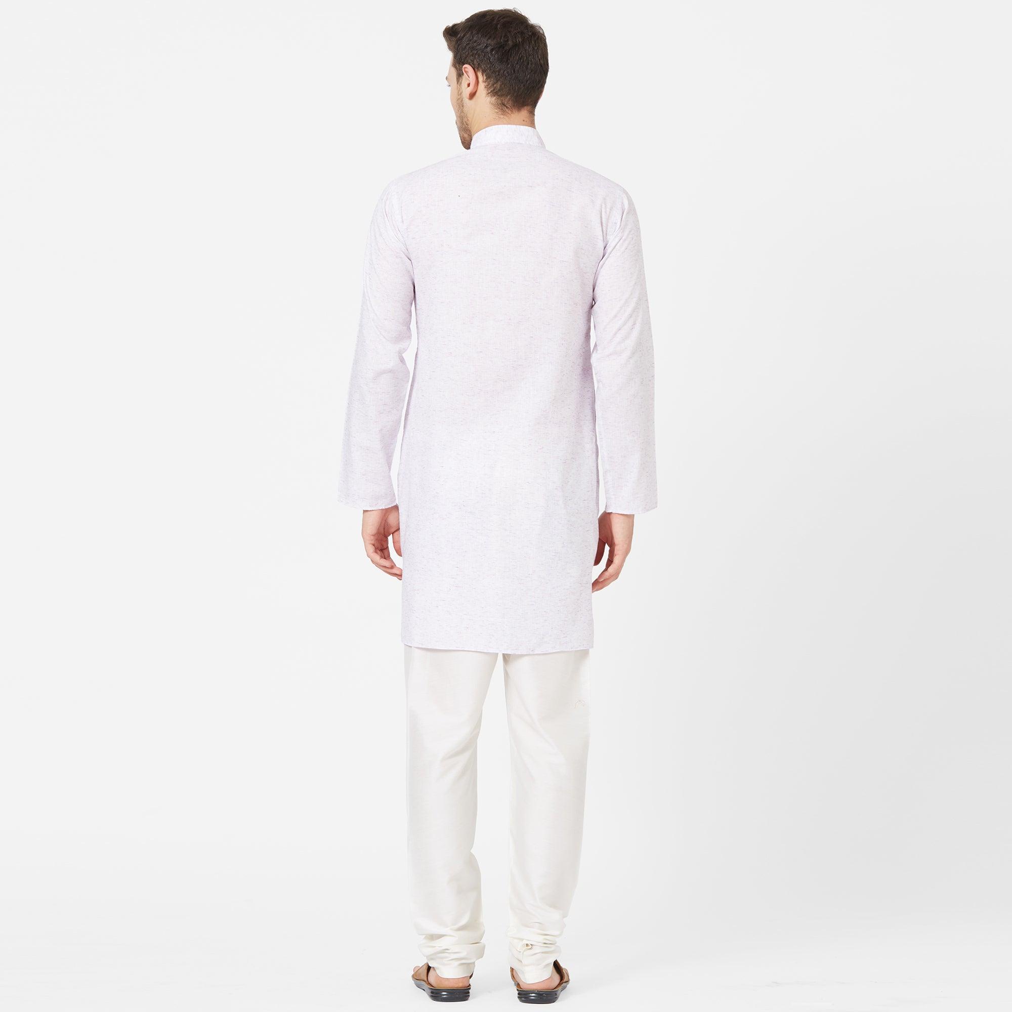 Peachmode Light Lavender Colored Festive Wear Cotton Kurta - view 7