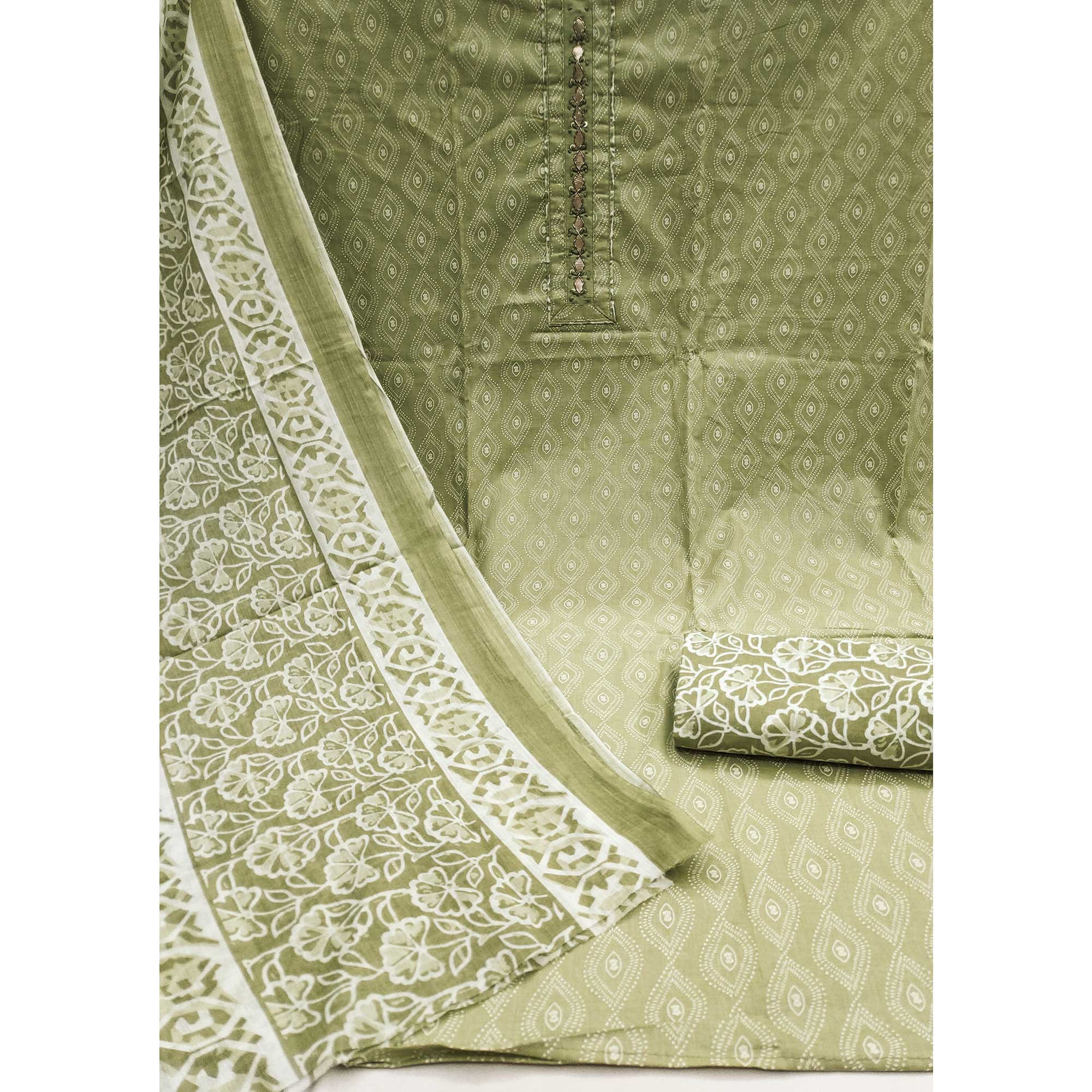 BlackTree green-floral-printed-pure-cotton-dress-material-16 - view 3