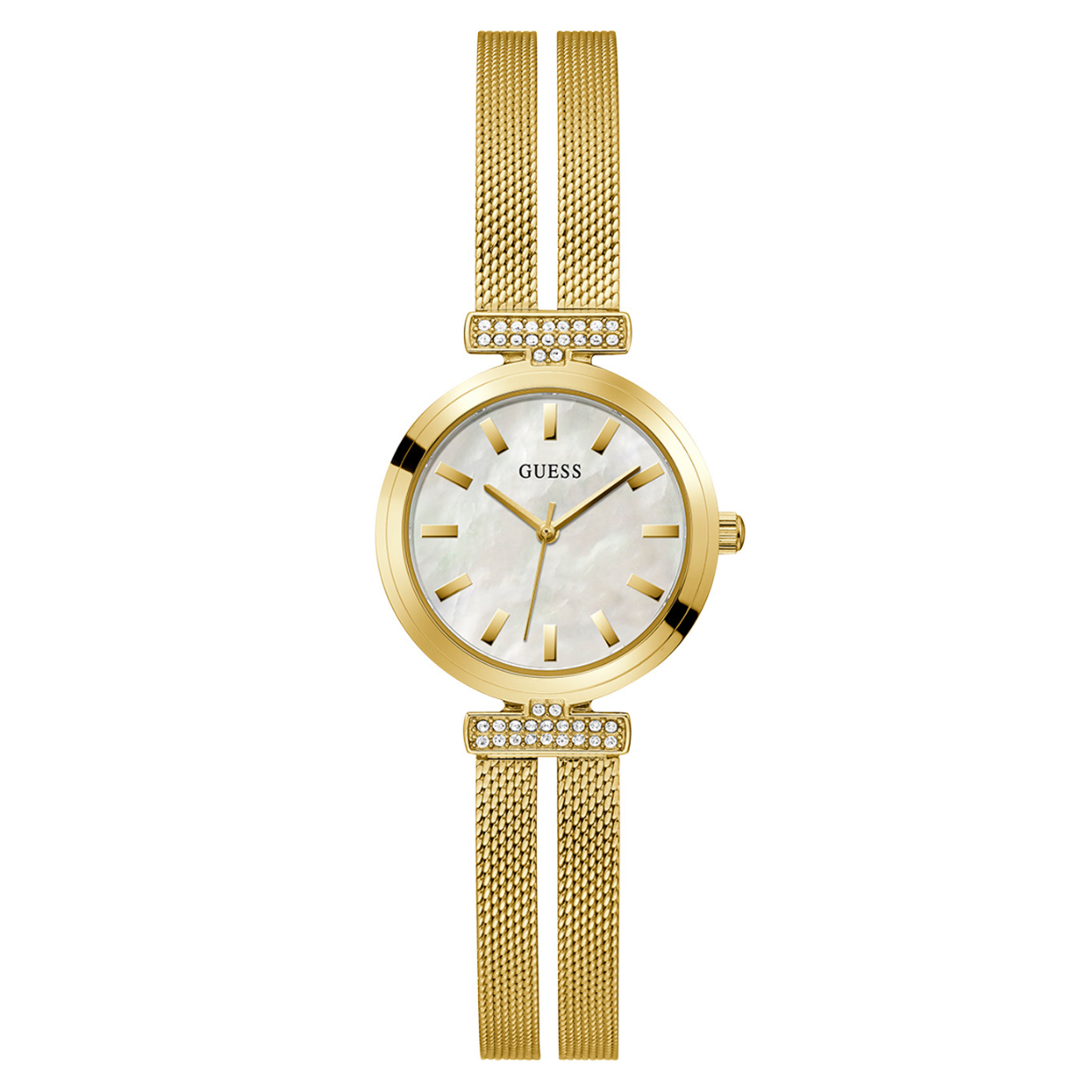 Guess Array White Dial & Yellow Gold Chain Watch for Women - view 4