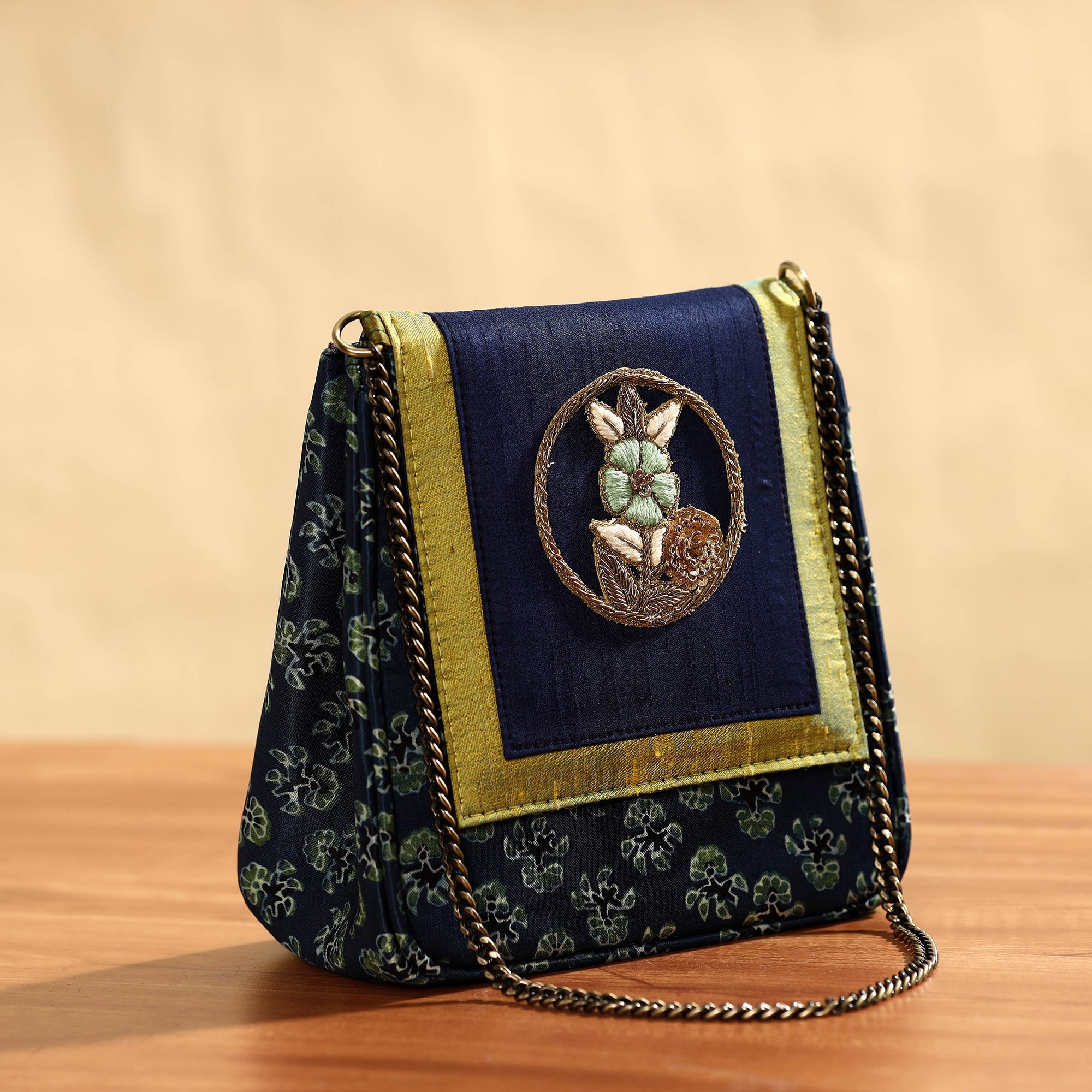 ASALKAAR Blue - Fabric Embellished Embroidered Party Hand Bag - view 2