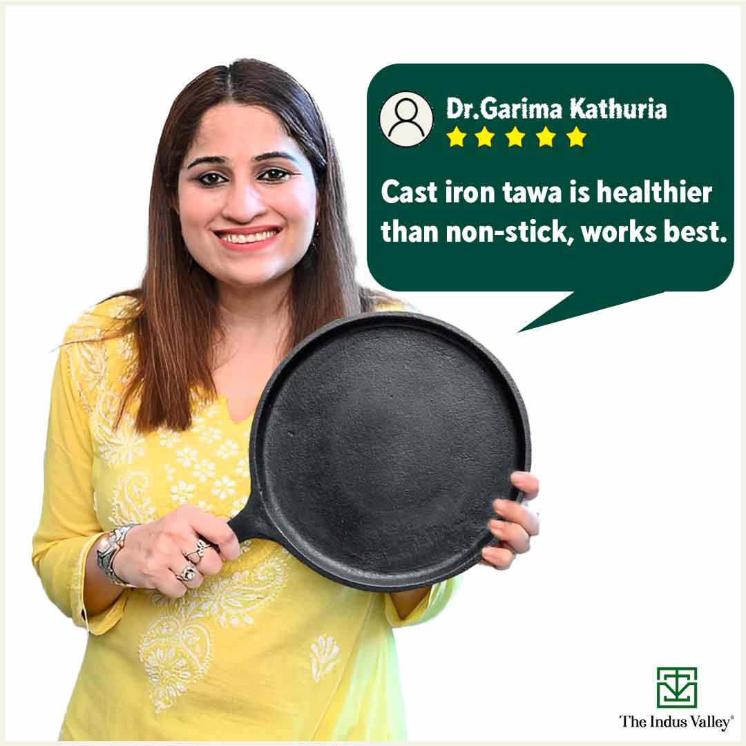 The Indus Valley CASTrong Cast Iron Tawa with Handle, Pre-seasoned, 100% Pure, Toxin-free, Induction, 25.7cm, 2kg - view 12