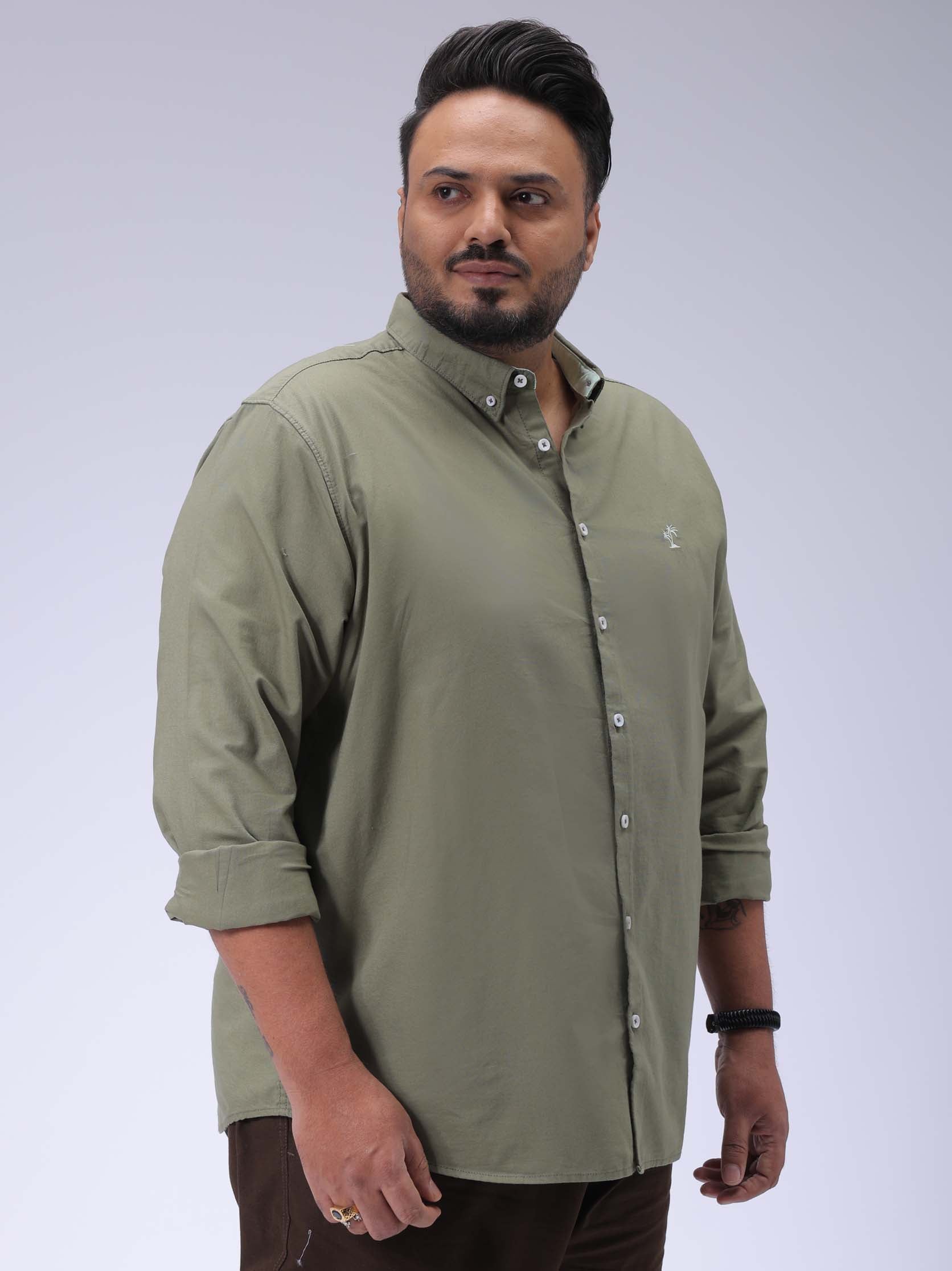 HARDSODA Men's Plus Size Green Regular Fit Solid Casual Shirt - view 5