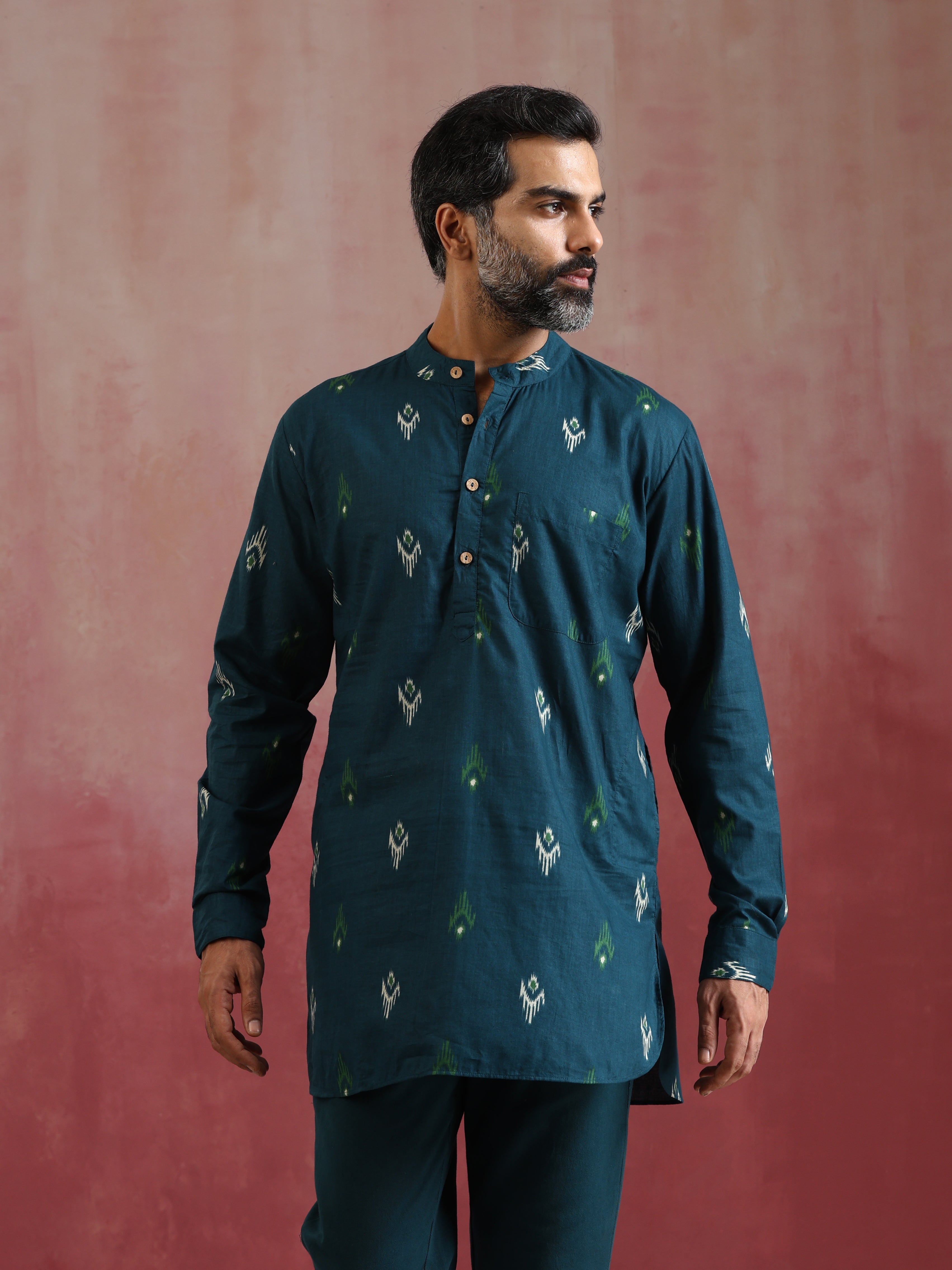 trueBrowns Men's Blue Ikat Co-ord set - view 4