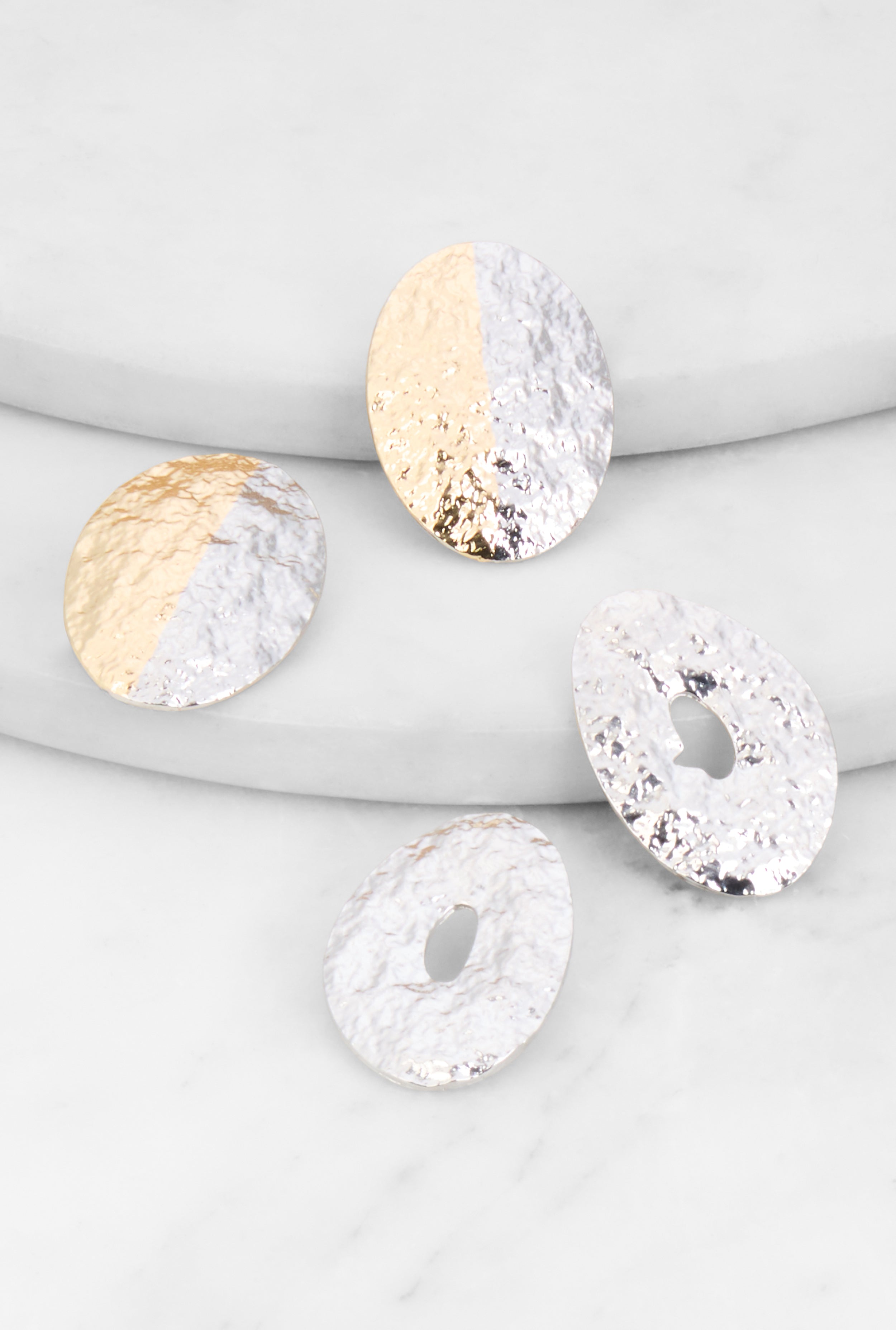 Rainbow Shops Textured Hammered Detail Earrings