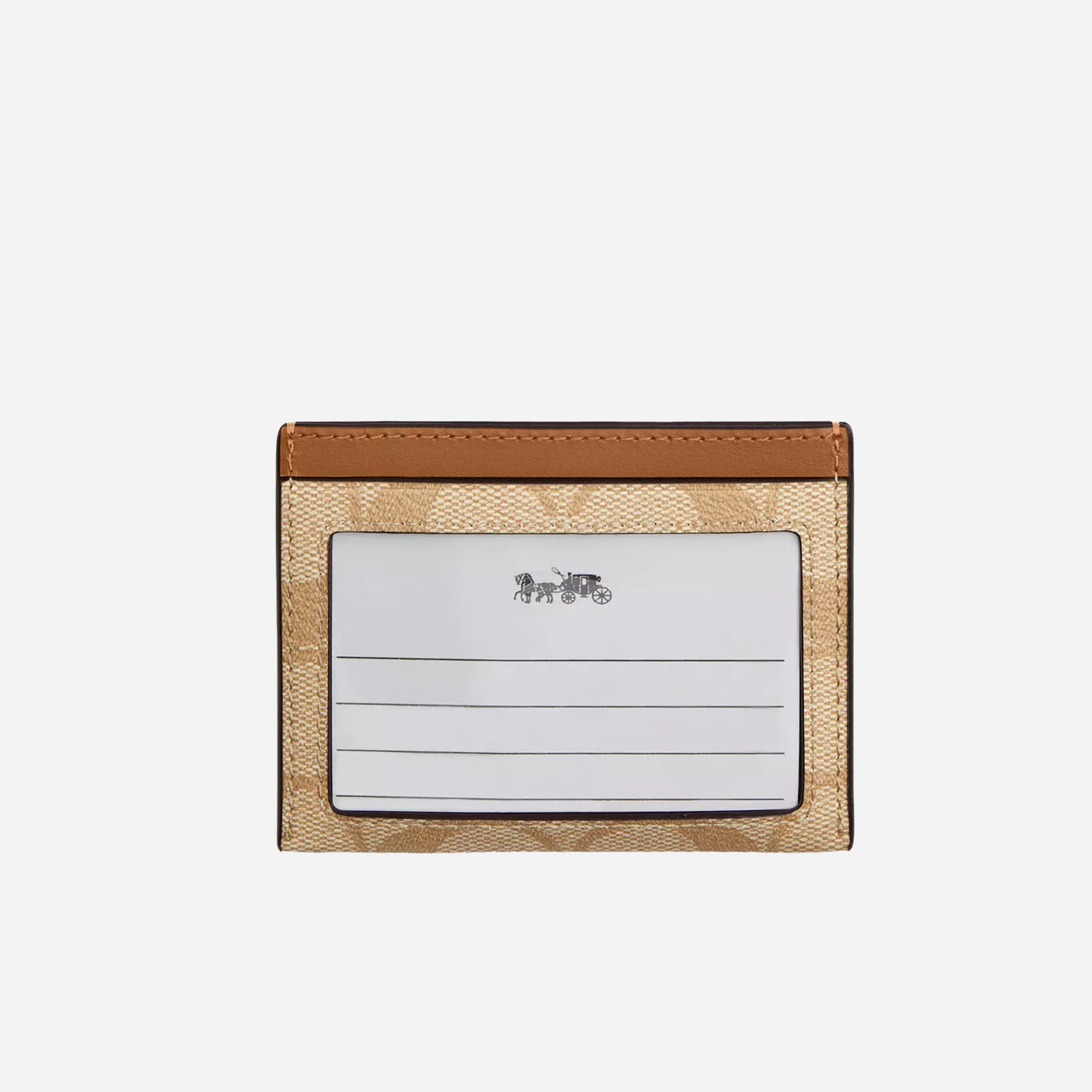 COACH Slim Id Card Case In Signature Canvas Gold/Light Khaki/Light Saddle - view 2