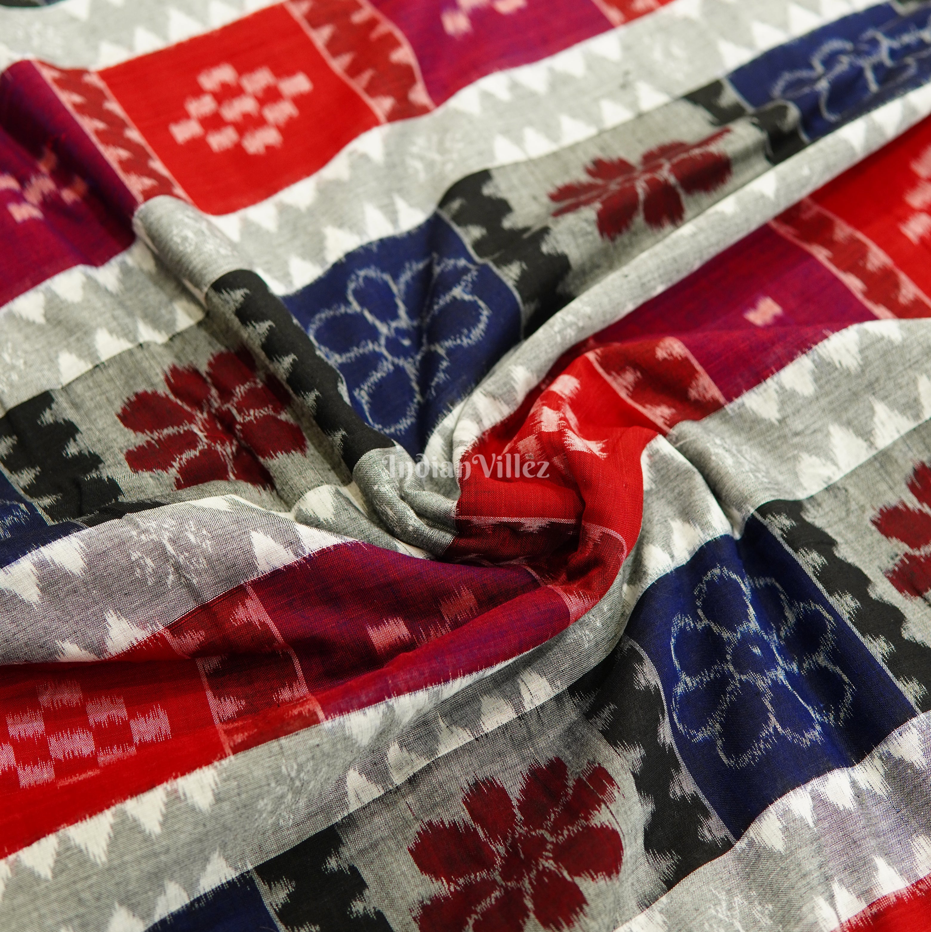 IndianVillèz Multicolor Utkalaxmi Sambalpuri Ikat Cotton Fabric