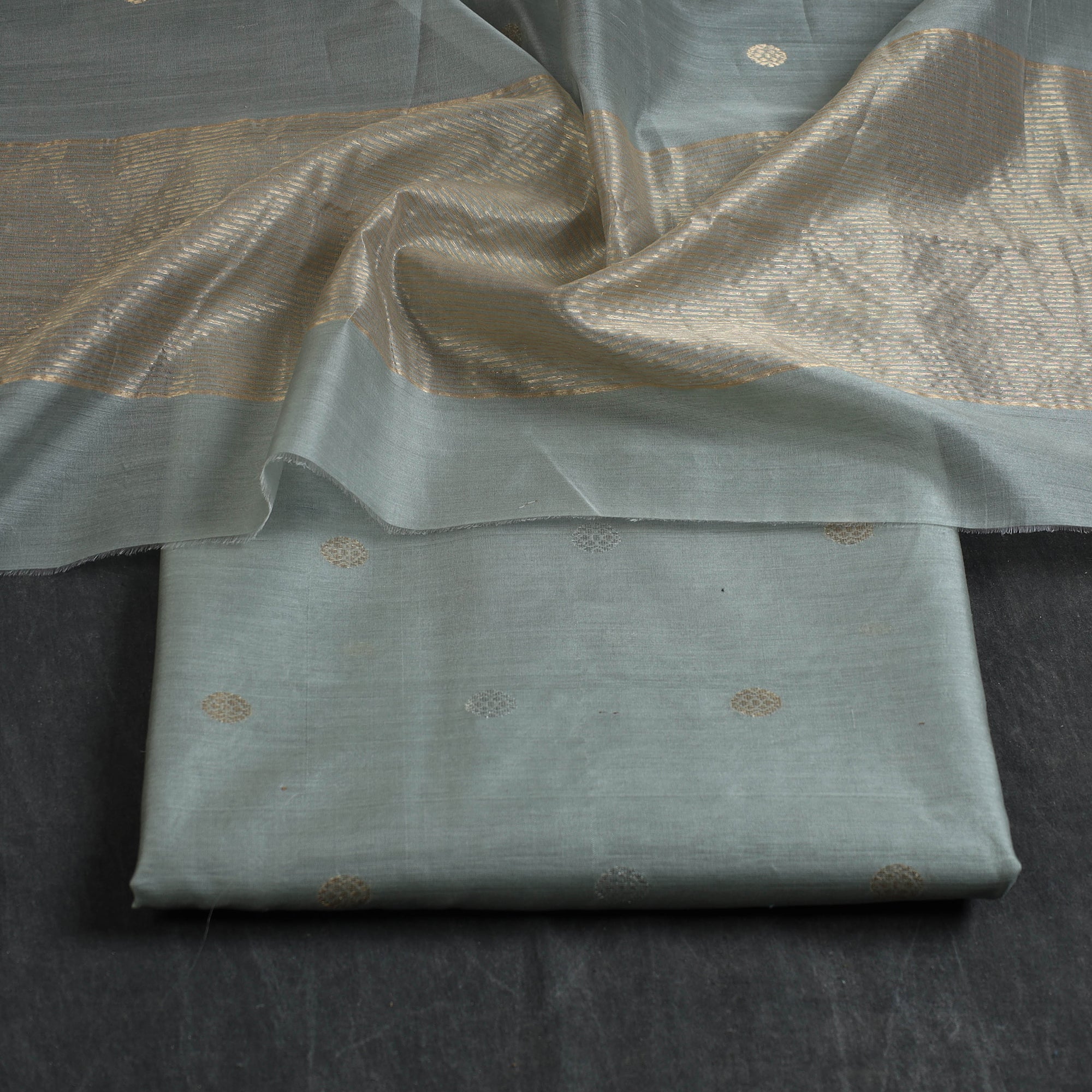 CHANDERI BY RAUPH KHAN 2pc Zari Buti Handloom Chanderi Silk Dress Material 16 - view 2