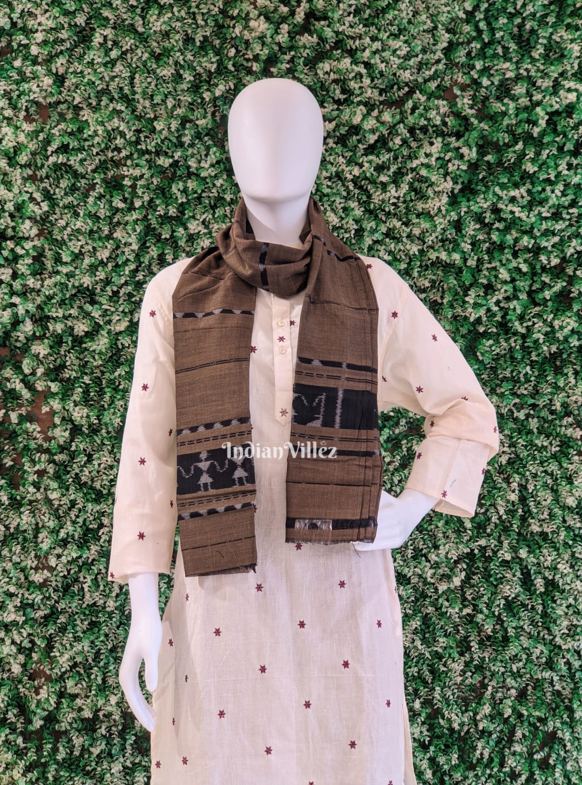 IndianVillèz Army Green Tribal Cotton Handloom Stole