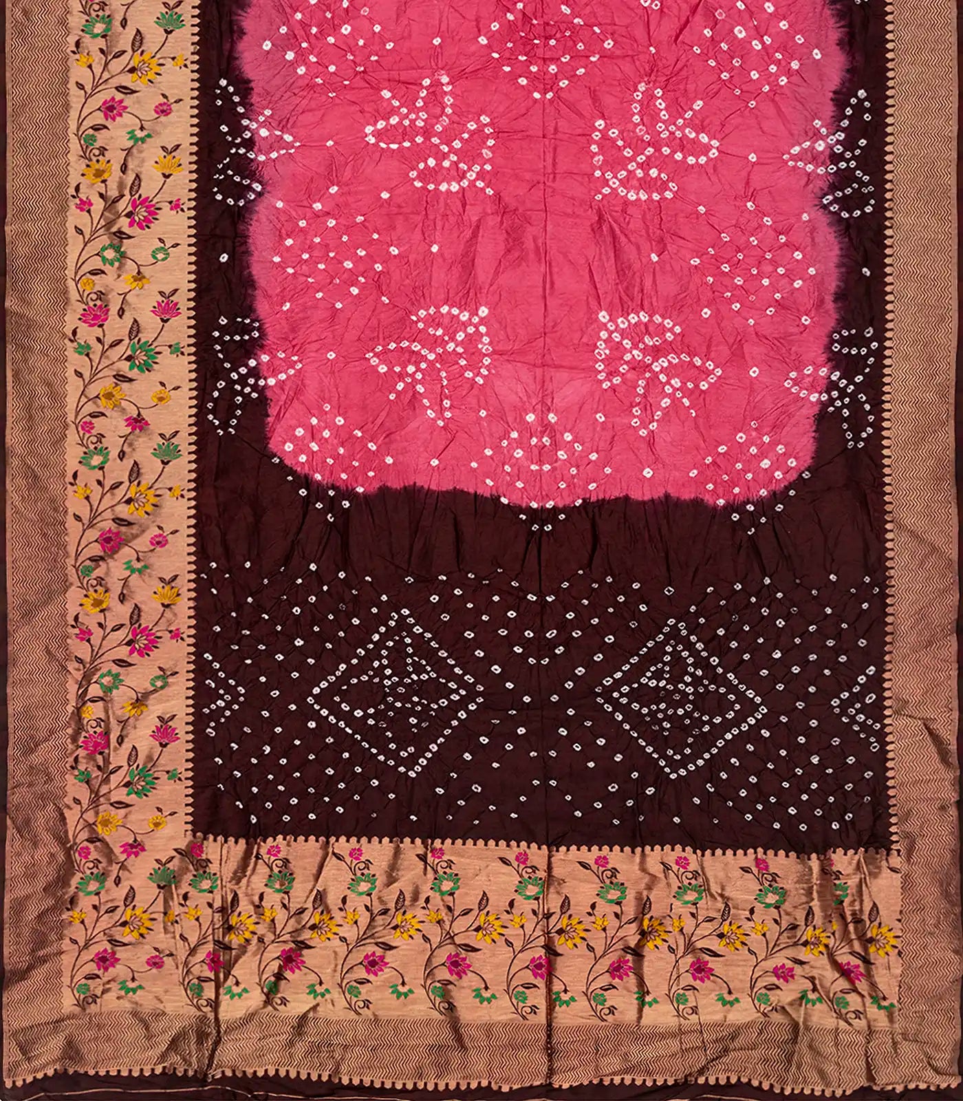 RmKV Pink Woven Blended Bandhej Saree With Paithani Border-Pink - view 2