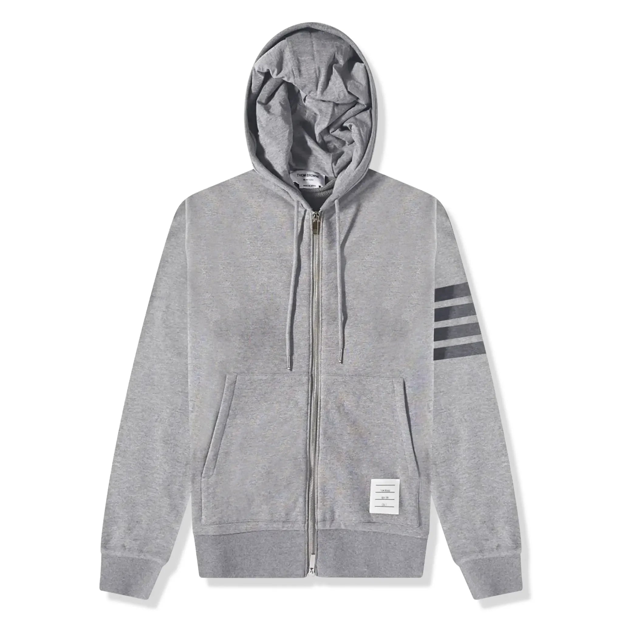 Thom Browne Classic Loopback 4-Bar Tonal Full Zip Medium Grey Hoodie