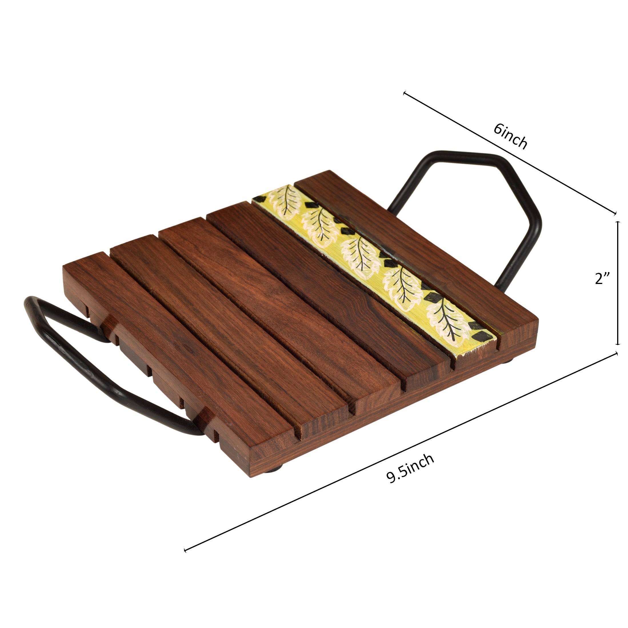 ART CREATIONS BY SUMAN SONTHALIA 'Leaf of Nature' Snack Tray in Rosewood (9.5x6x2) - view 4