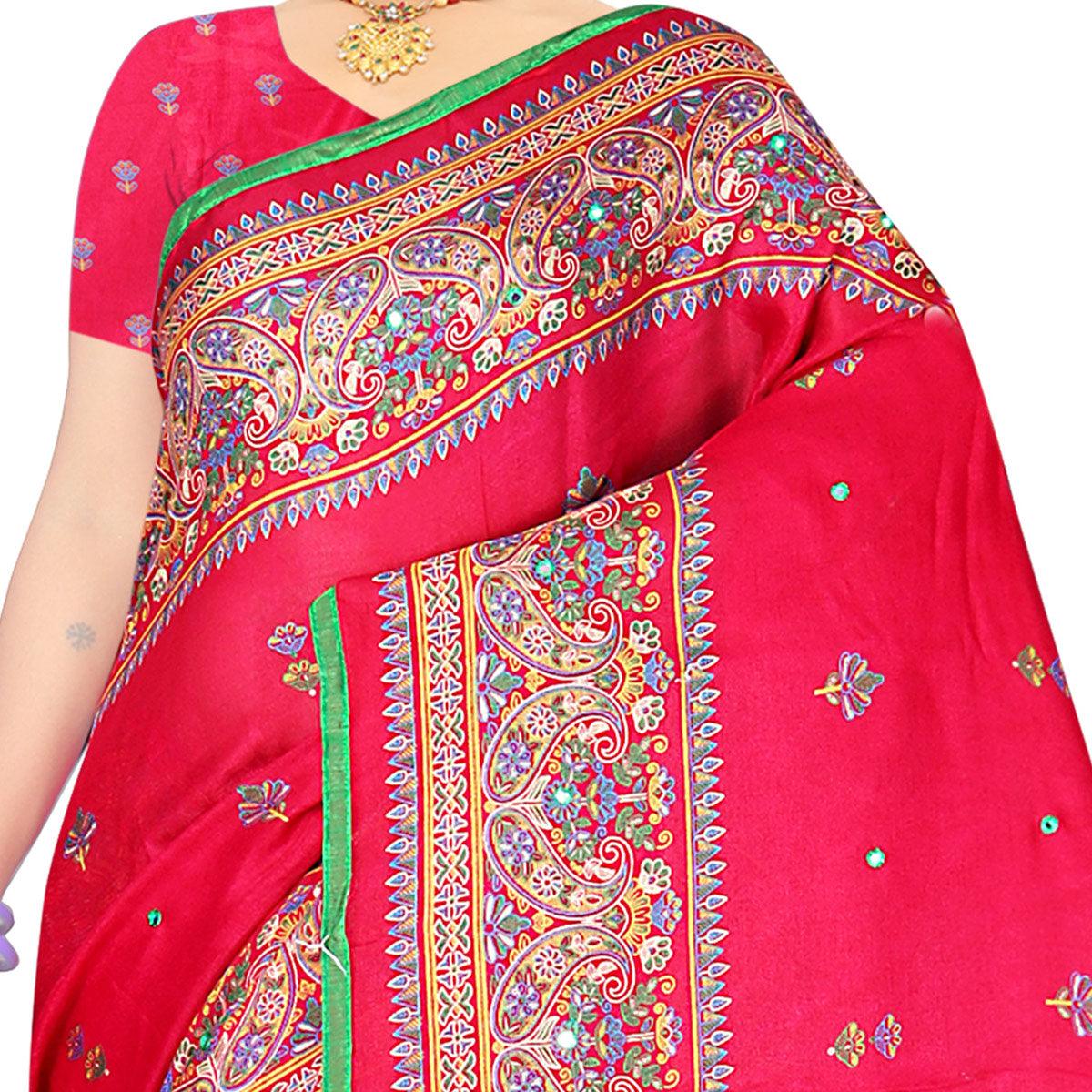 Peachmode Flattering Pink Coloured Casual Wear Woven Cotton Jute Saree - view 2