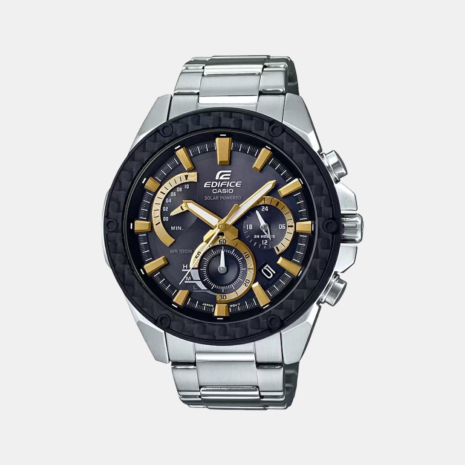 Casio Edifice Men Quartz Black Dial Chronograph Stainless Steel Watch EX454
