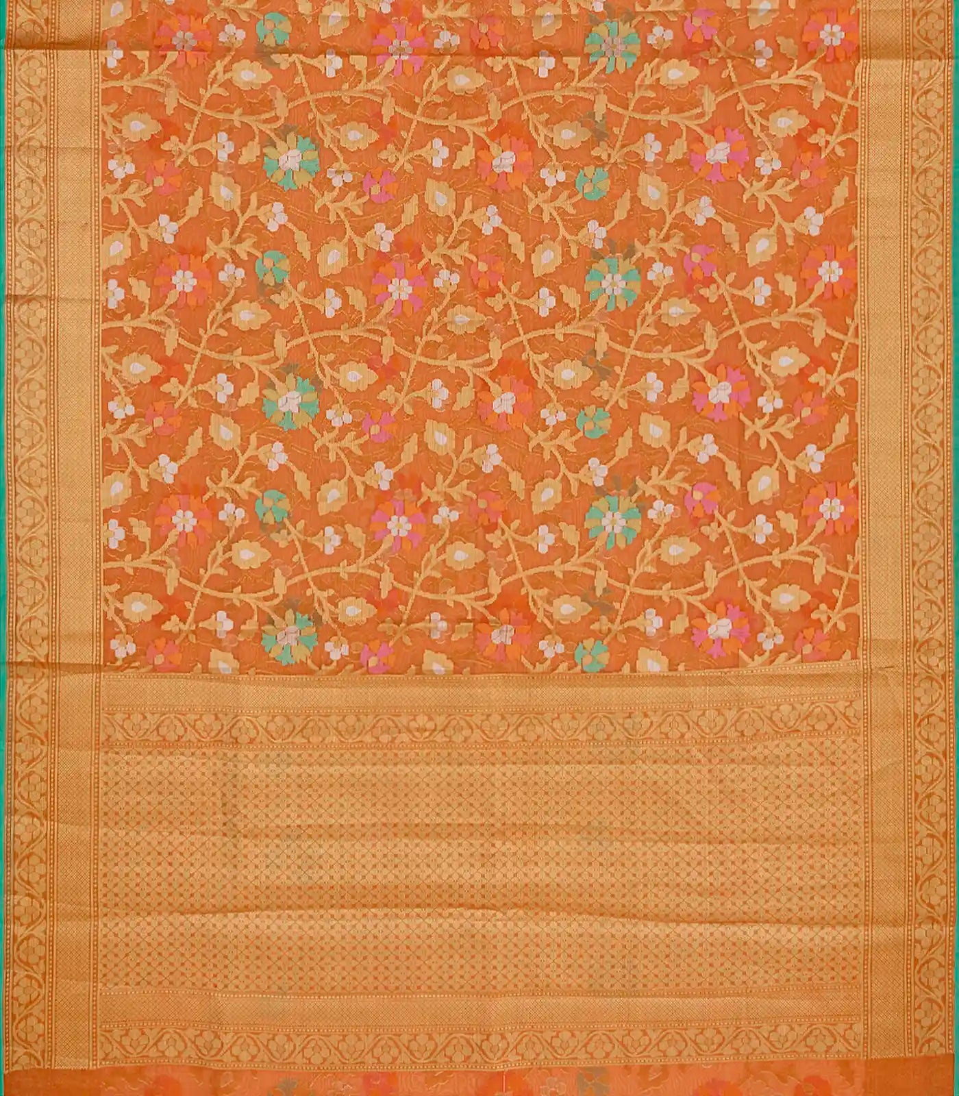 RmKV Peach Handloom Cotton Saree With Meena Floral Motifs-Peach - view 2