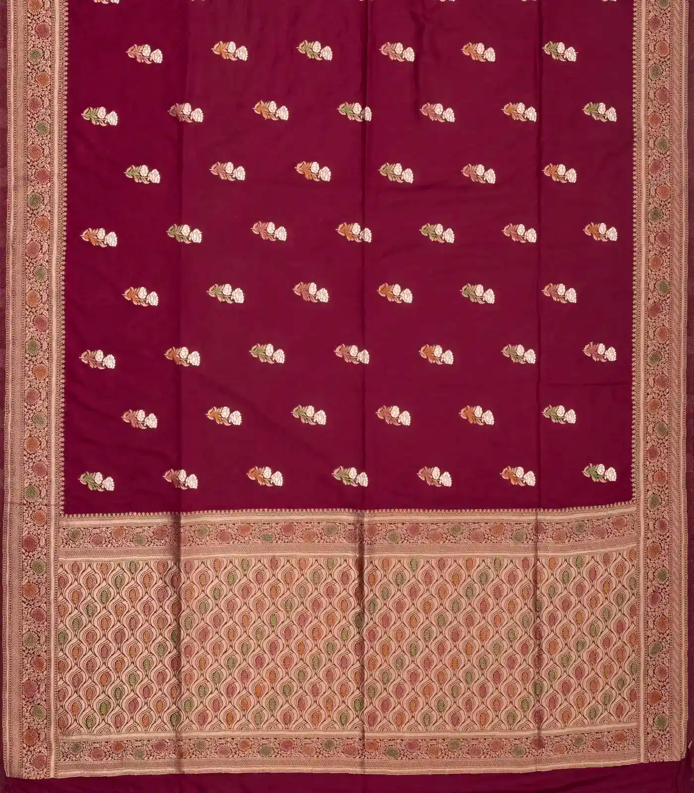 RmKV Maroon Woven Blended Dupion Saree With Meena Floral Motifs - view 2