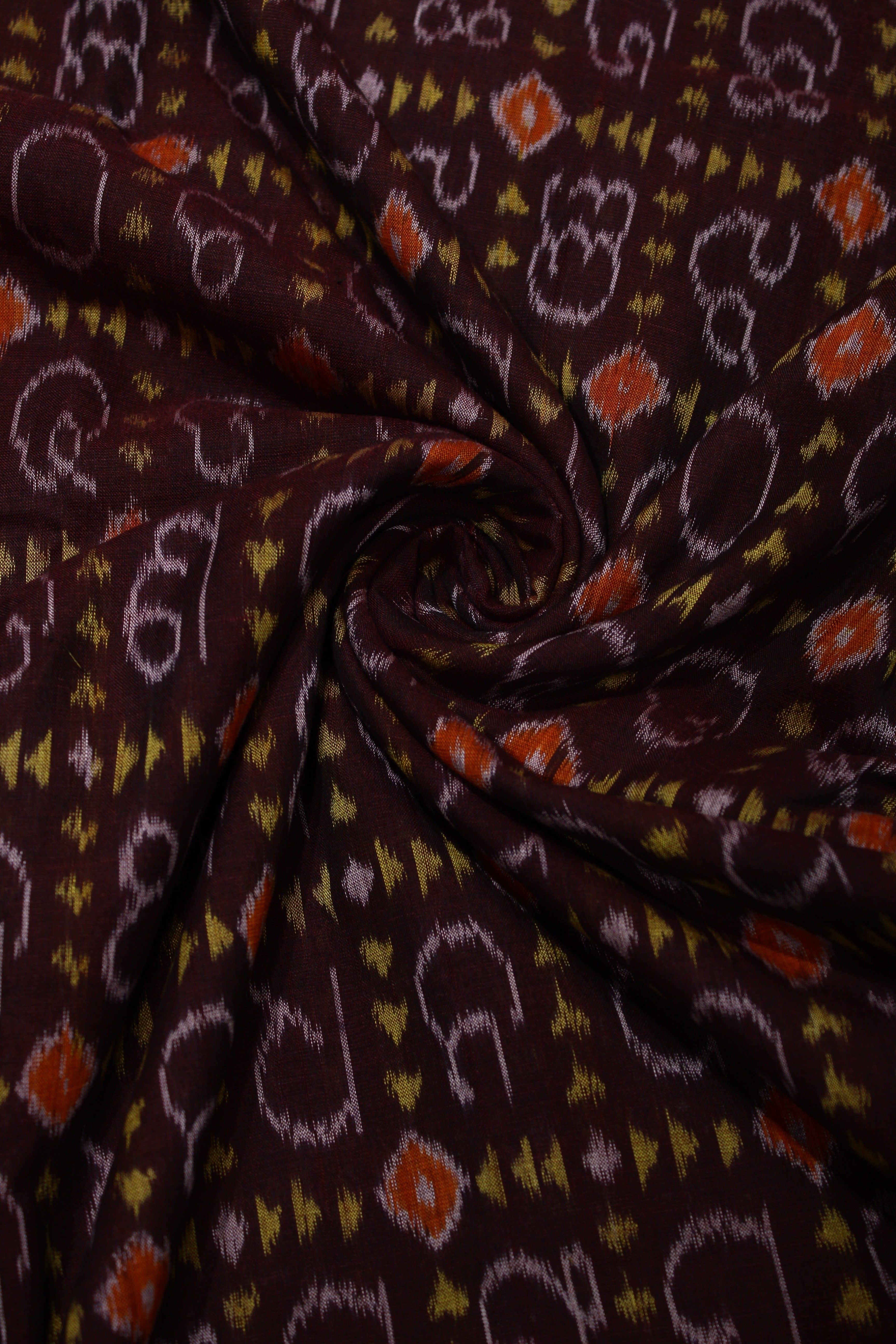 IndianVillèz Coffe Odia Barnamala Sambalpuri Ikat Cotton Fabric