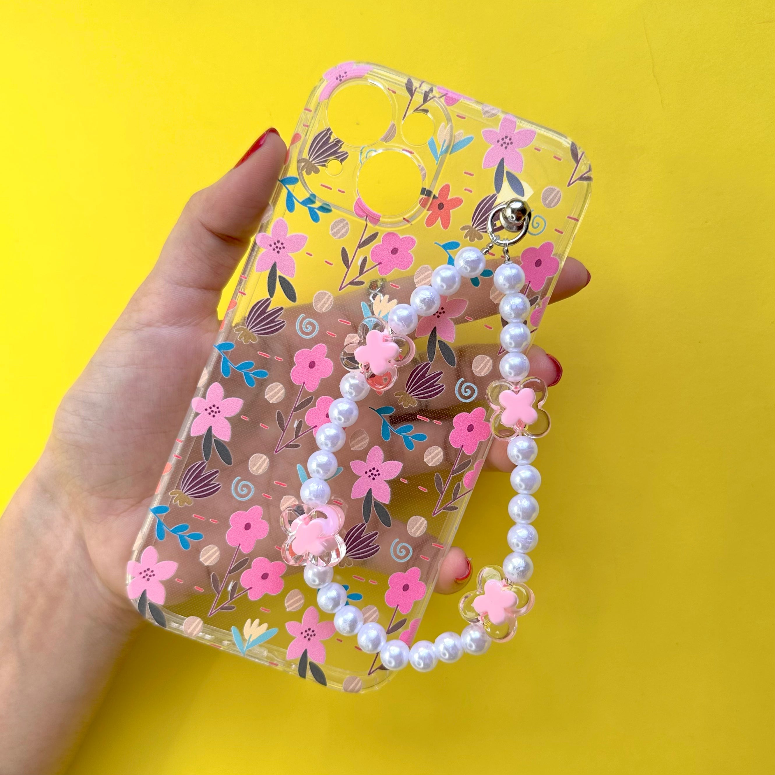 Casebasket Bloomie Transparent Pinkpearl Fall Chain Phone Cover