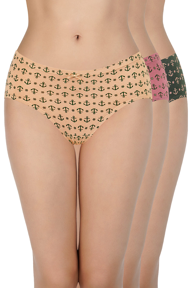 Amante Inner Elastic Waistband Hipster Assorted Panty (Pack of 3 Colors & Prints May Vary)