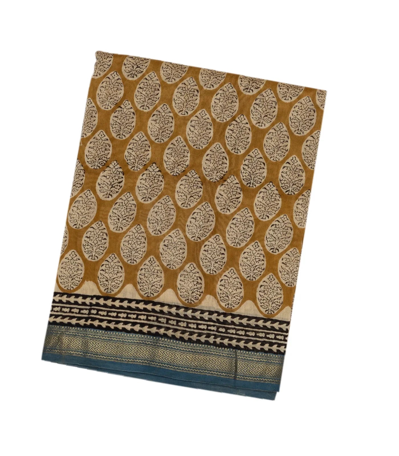 RmKV Beige Handloom Chanderi Cotton Saree With Printed Floral Motifs