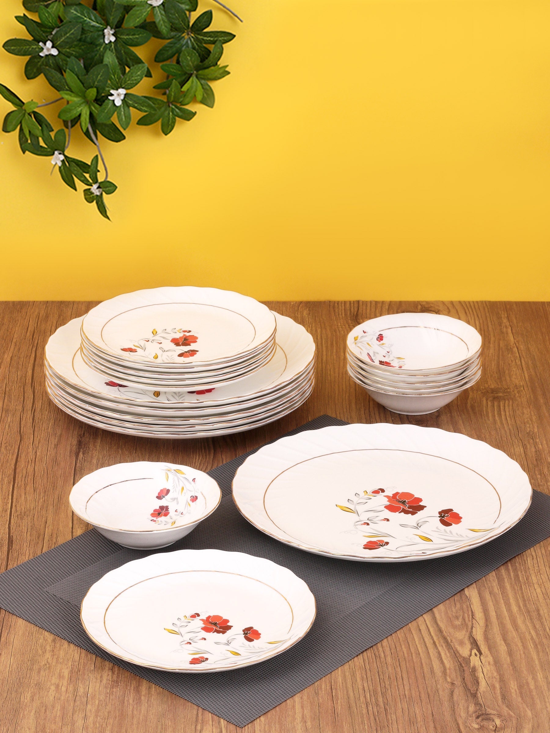 Clay Craft Karina Floral Dinner Set of 18 (159)