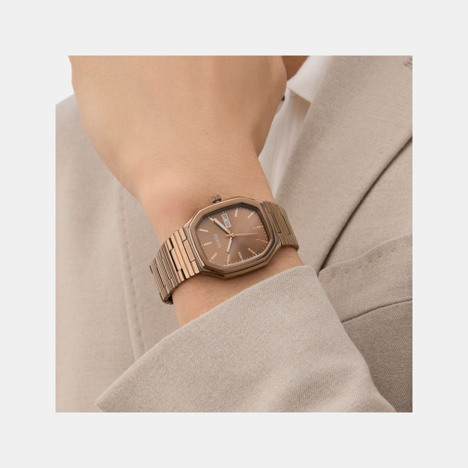 Guess Dress Men Quartz Bronze Dial Analog Recycled Steel Watch GW0978G3 - view 11