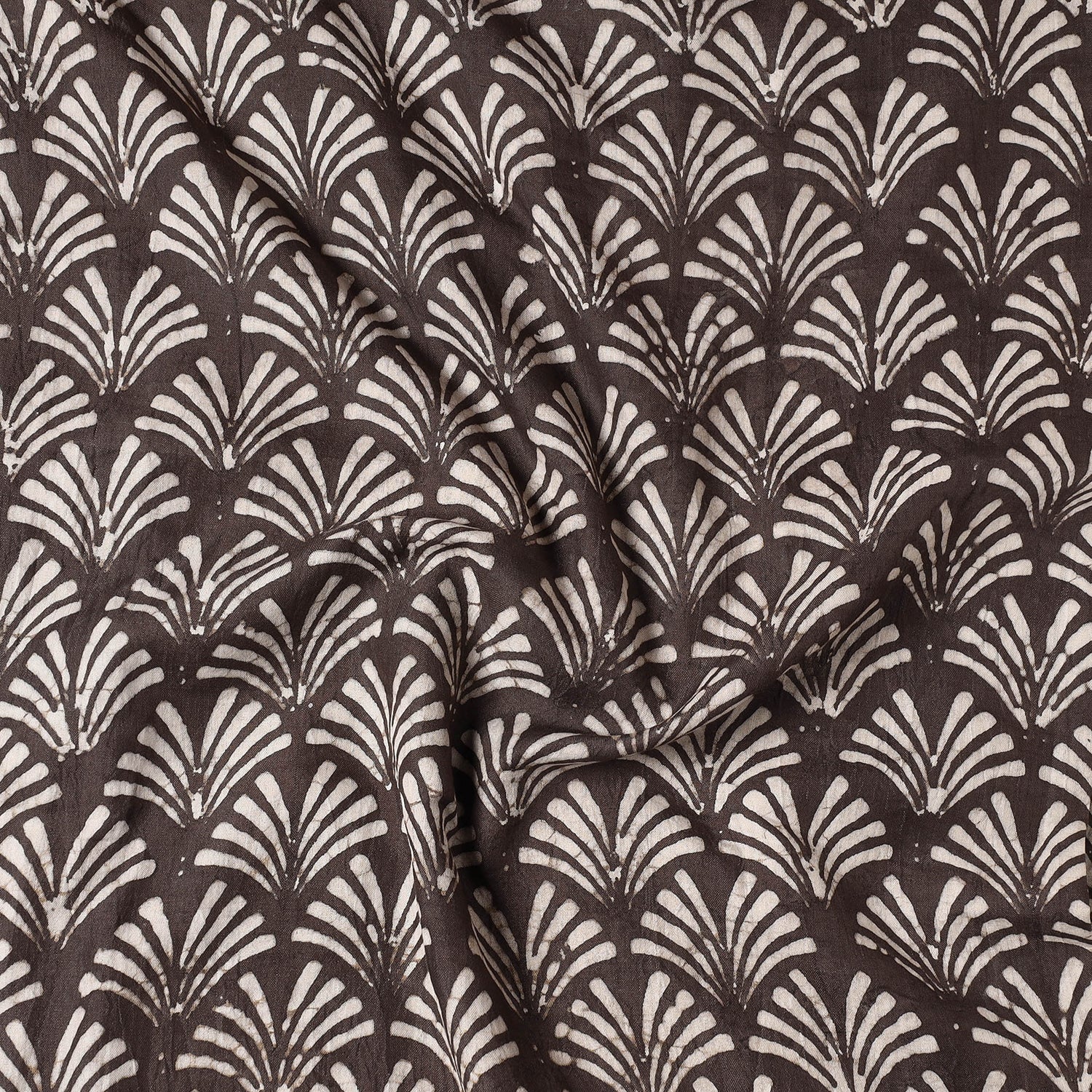 HAVELI CHRONICLES Brown - Pipad Block Printing Mulberry Silk Cotton Handloom Precut Fabric - view 2