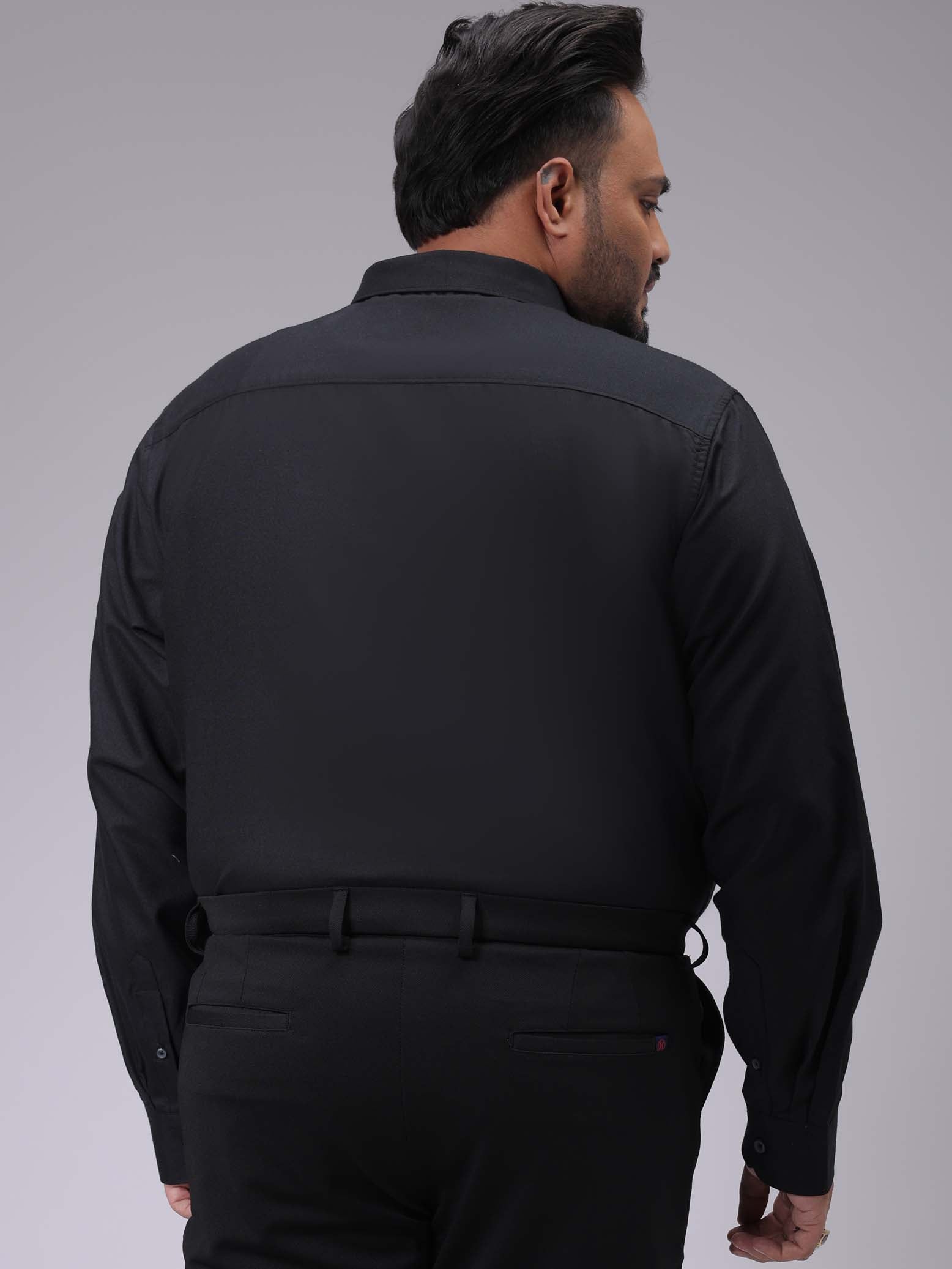 HARDSODA Men's Plus Size Black Regular Fit Solid Formal Shirt - view 3