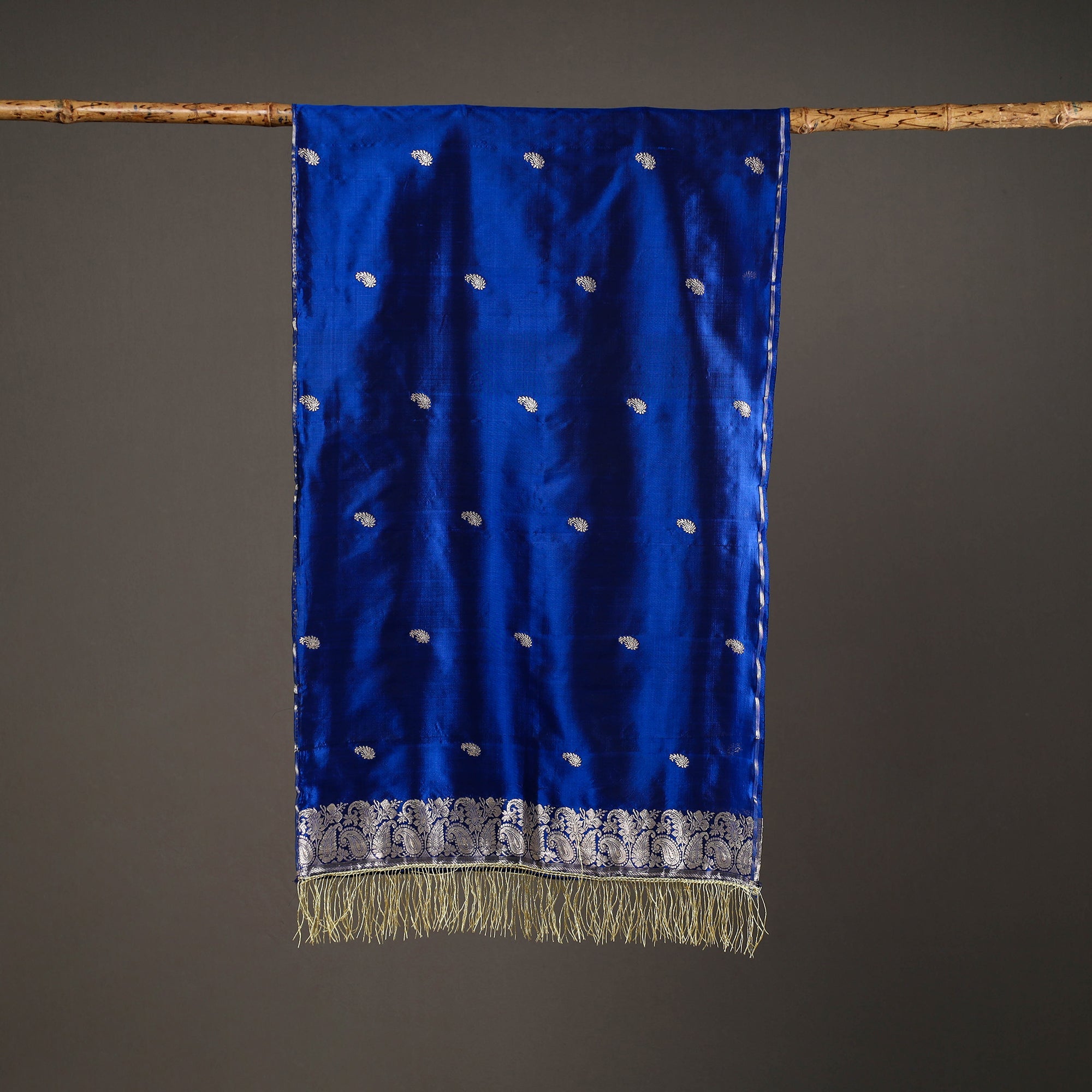 ITOKRI CRAFTS INITIATIVE Blue - Brocade Handloom Pure Silk Banarasi Stole 09 - view 2