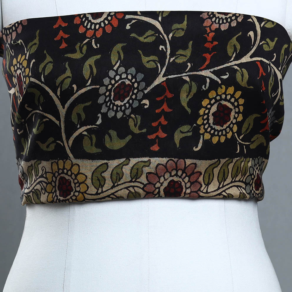 DWARAKA PLUS Black - Handpainted Chanderi Silk Kalamkari Blouse Piece 26 - view 3