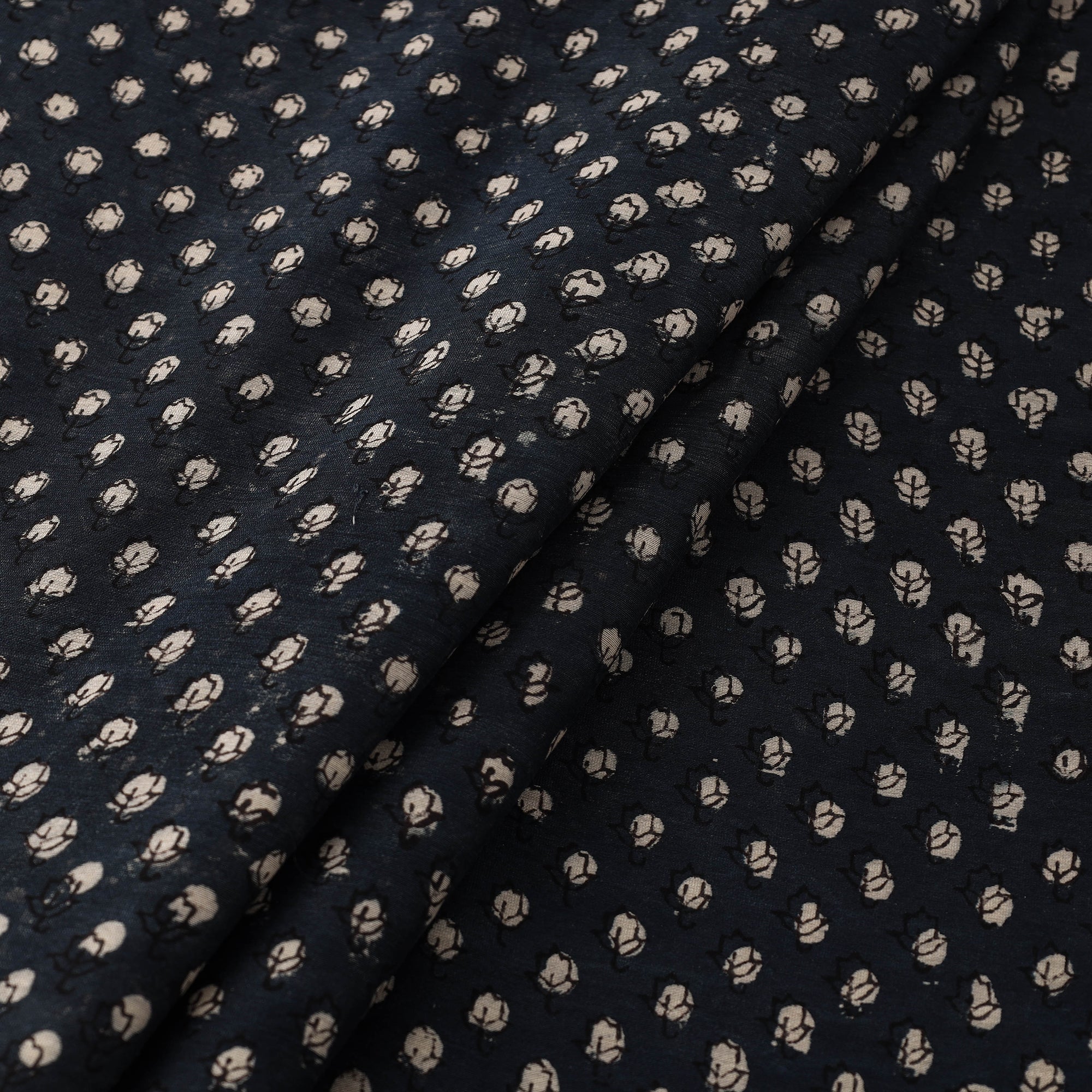 HAVELI CHRONICLES Black - Hand Block Print Chanderi Silk Jahota Fabric 11 - view 2