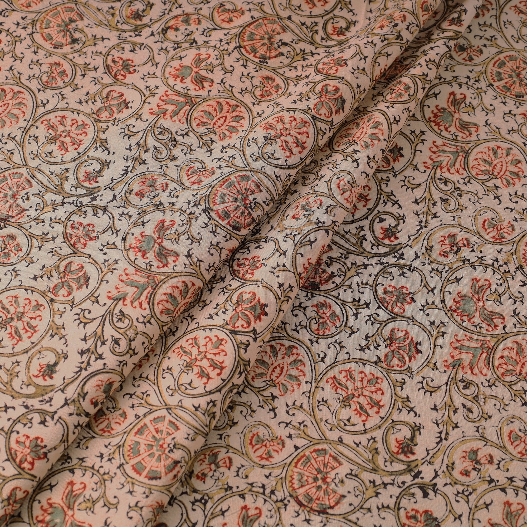 PITCHUKA SRINIVAS KALAMKARI PEDANA Beige - Pedana Kalamkari Block Printed Cotton Fabric - view 2