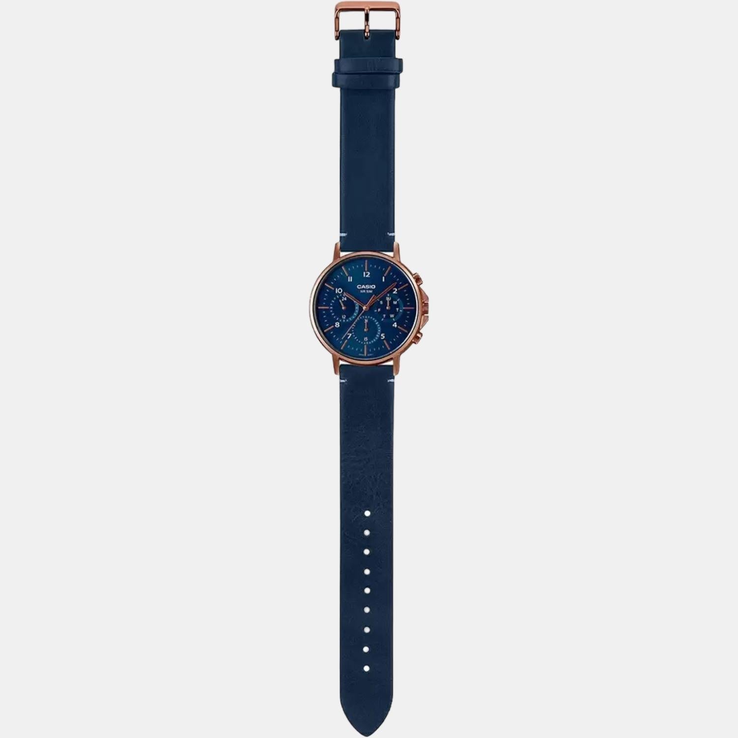 Casio Enticer Men Quartz Blue Dial Chronograph Leather Watch A1849 - view 7