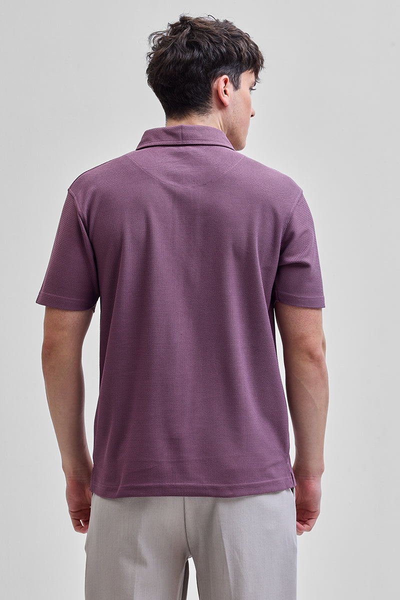 SNITCH Purple Textured Polo T-Shirt - view 7