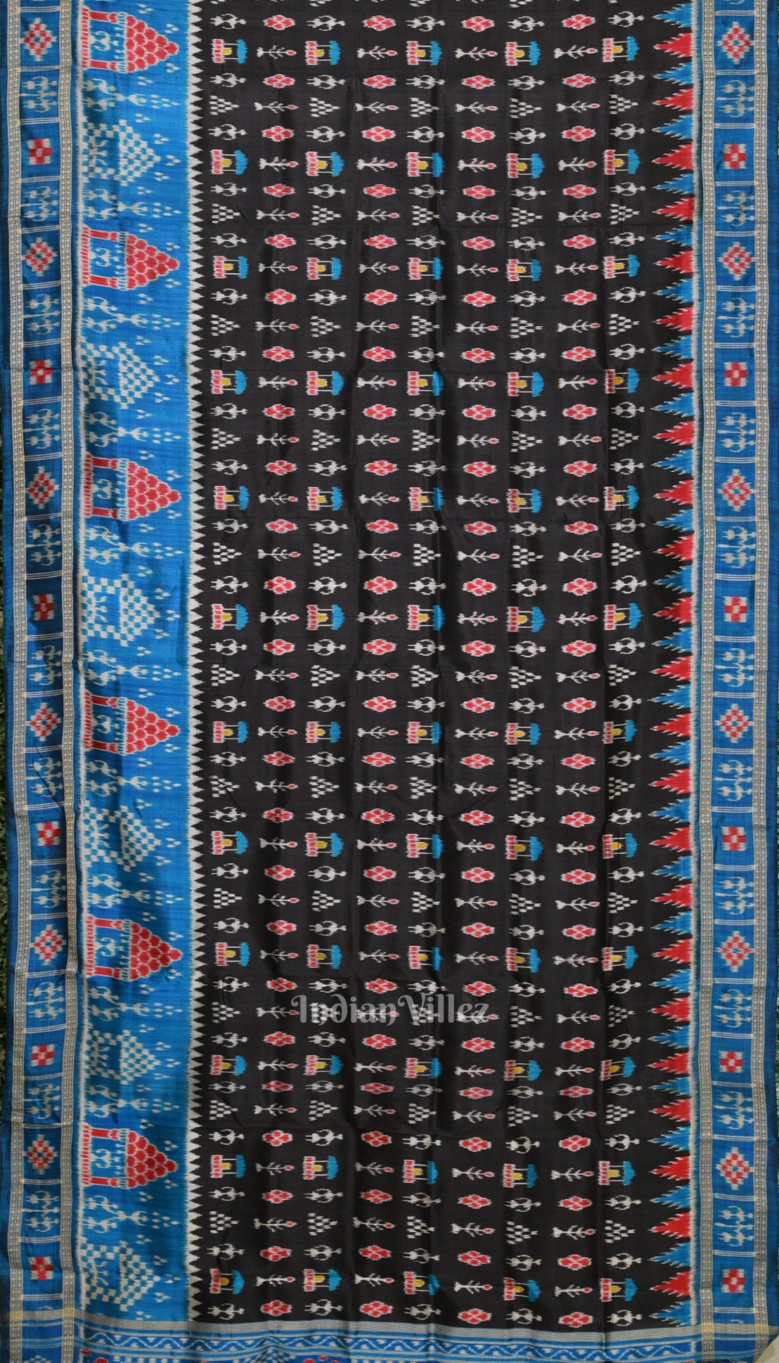 IndianVillèz Copper Sulphate Black Tribal Theme Odisha Khandua Silk Saree - view 2
