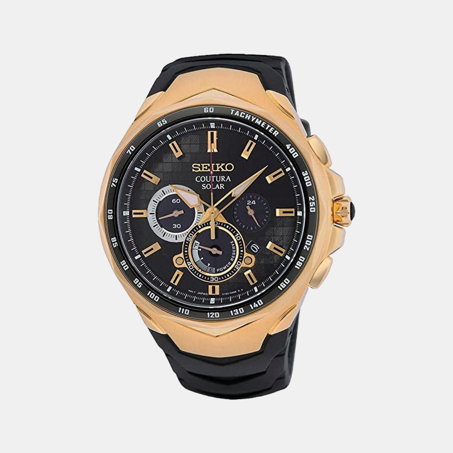Seiko Coutura Men Solar Black Dial Chronograph Silicone Watch SSC810P9