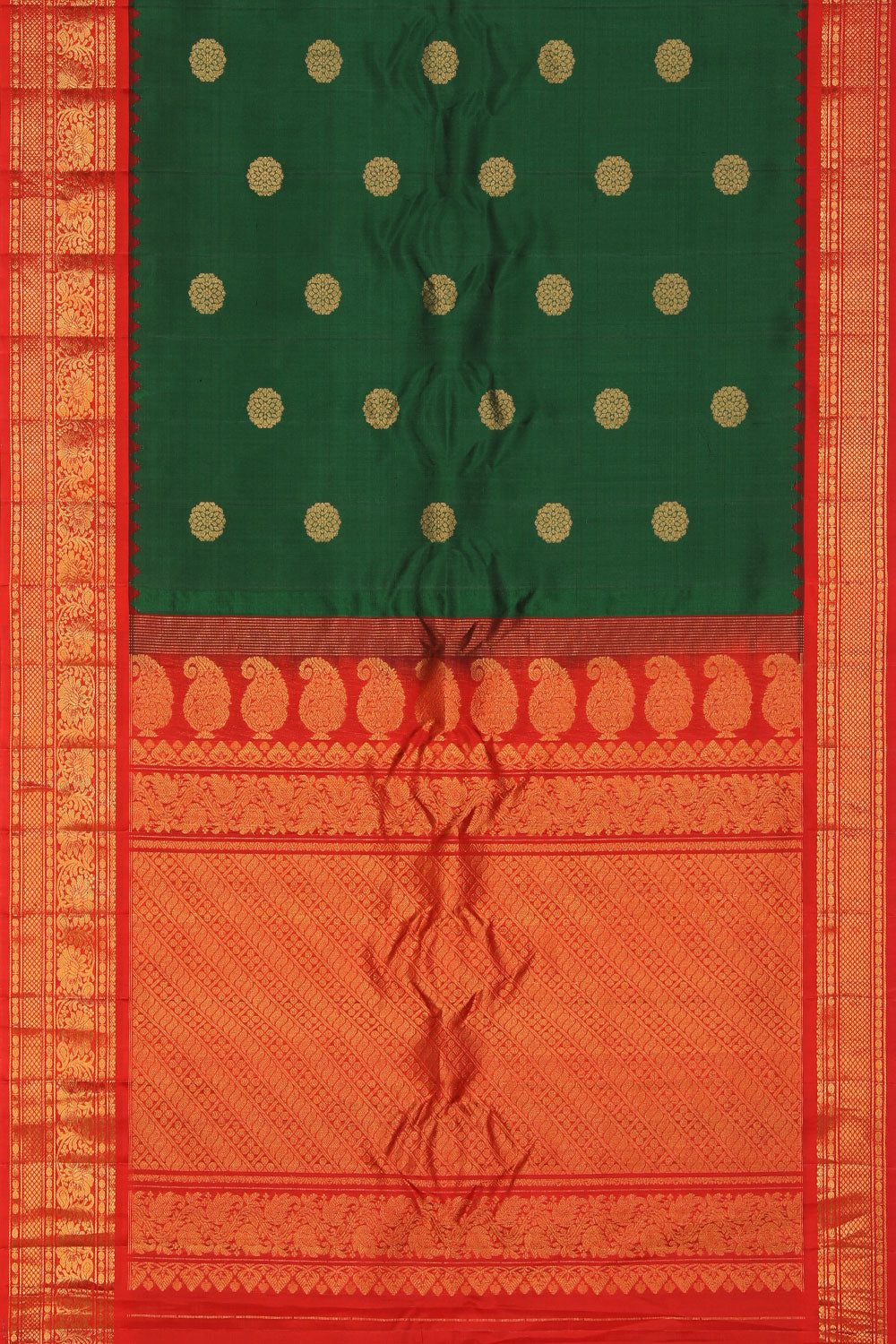 Kalanjali Gadwal Silk Green Saree – Women's - view 3