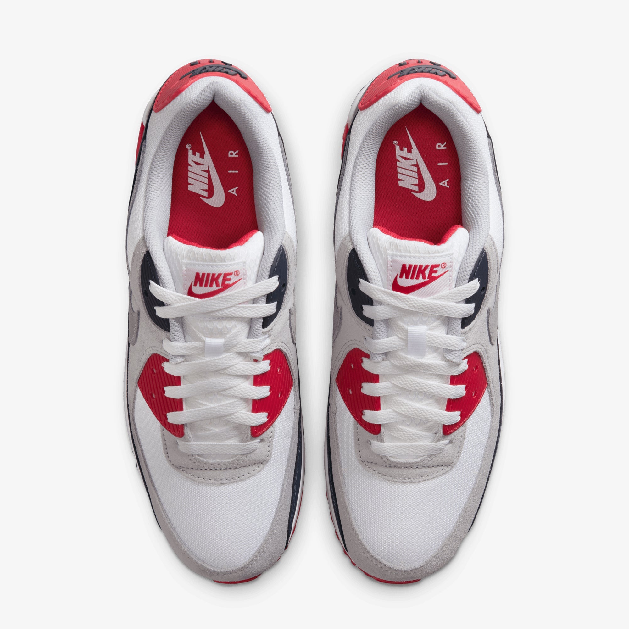 Nike | AIR MAX 90 { WHITE/COOL GREY-UNIVERSITY RED - view 2