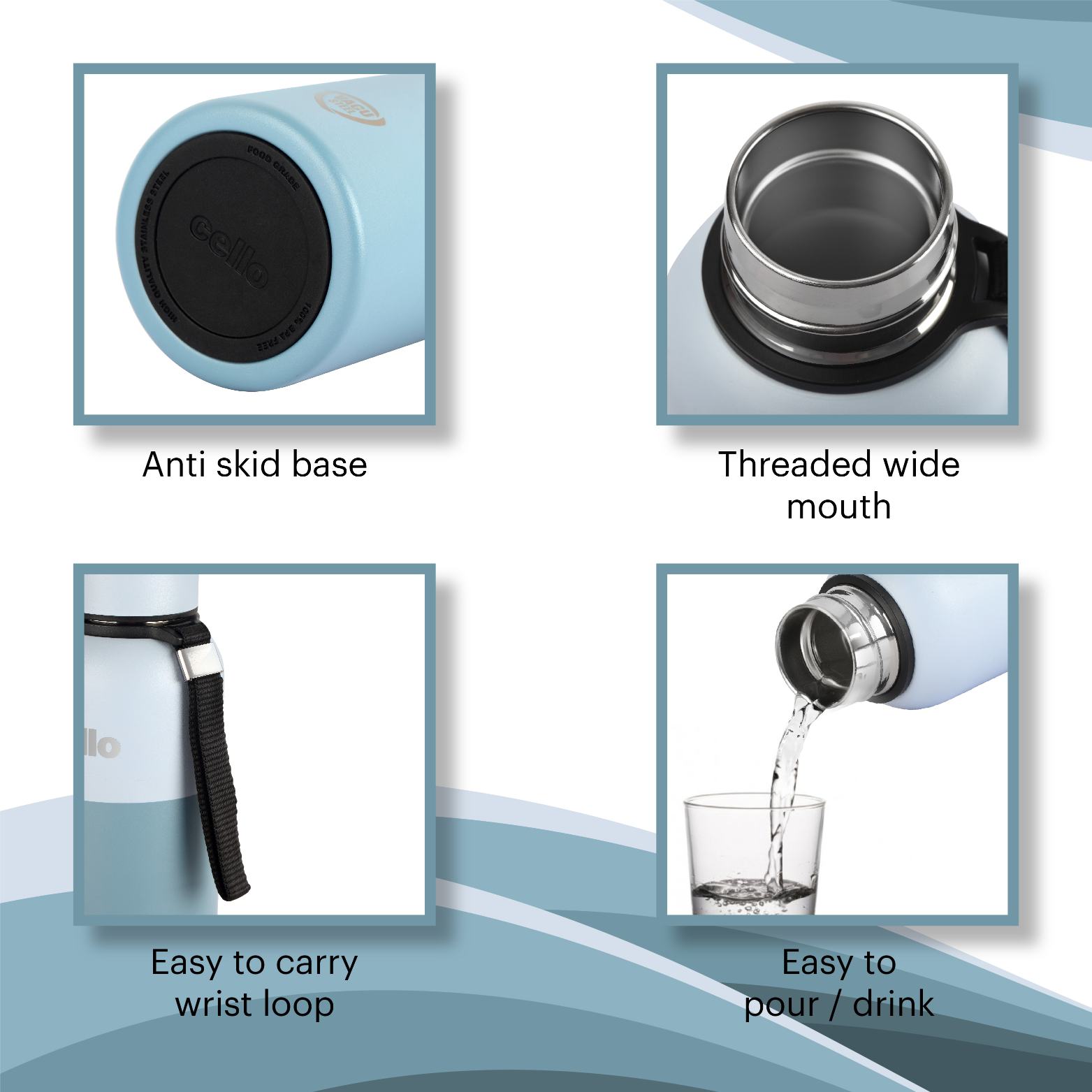 Cello Neo Kent Flask, Vacusteel Water Bottle, 750ml - view 26