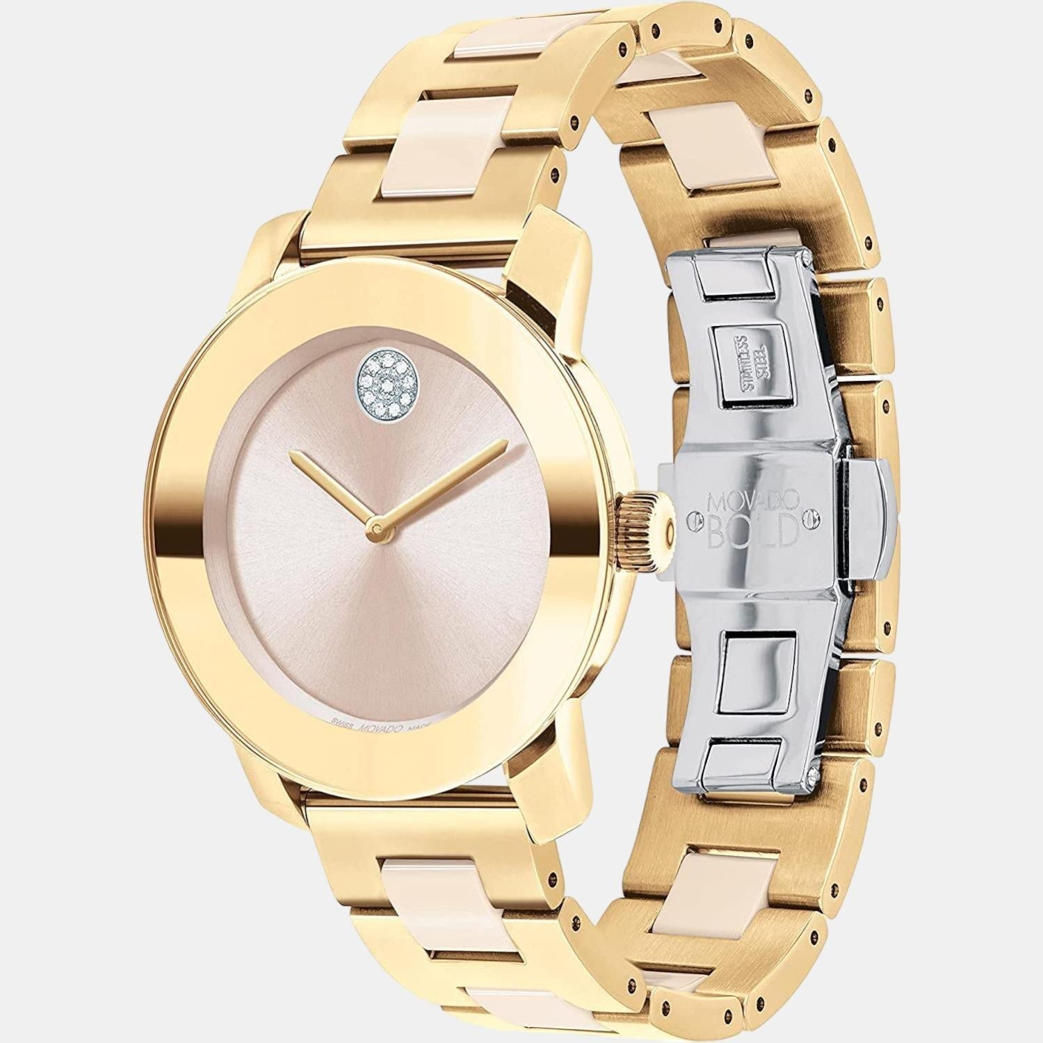 Movado Bold Women Quartz Pink Dial Analog Stainless Steel Watch 3600640 - view 2