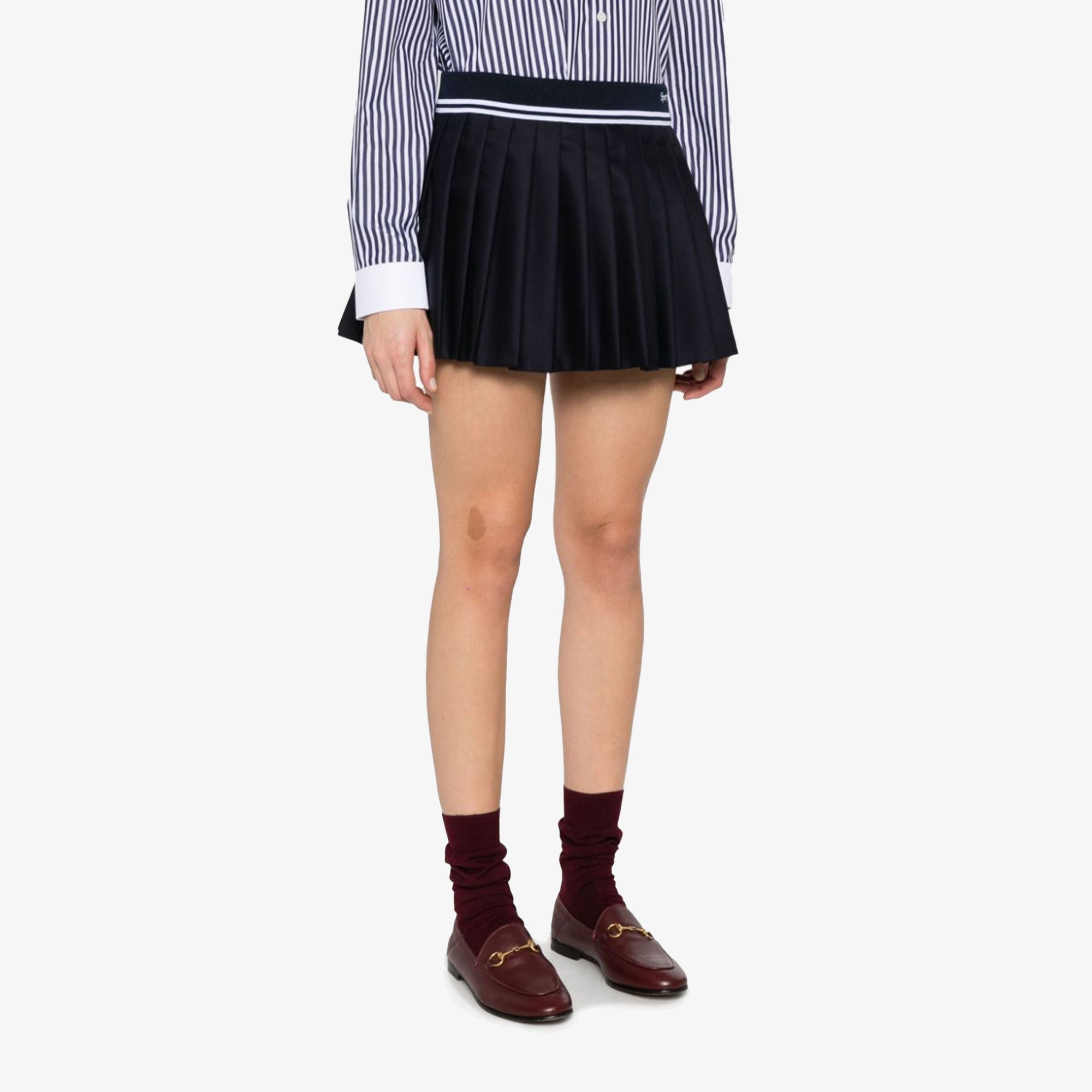 Sporty & Rich | Abigail Wool Pleated Skirt { Navy