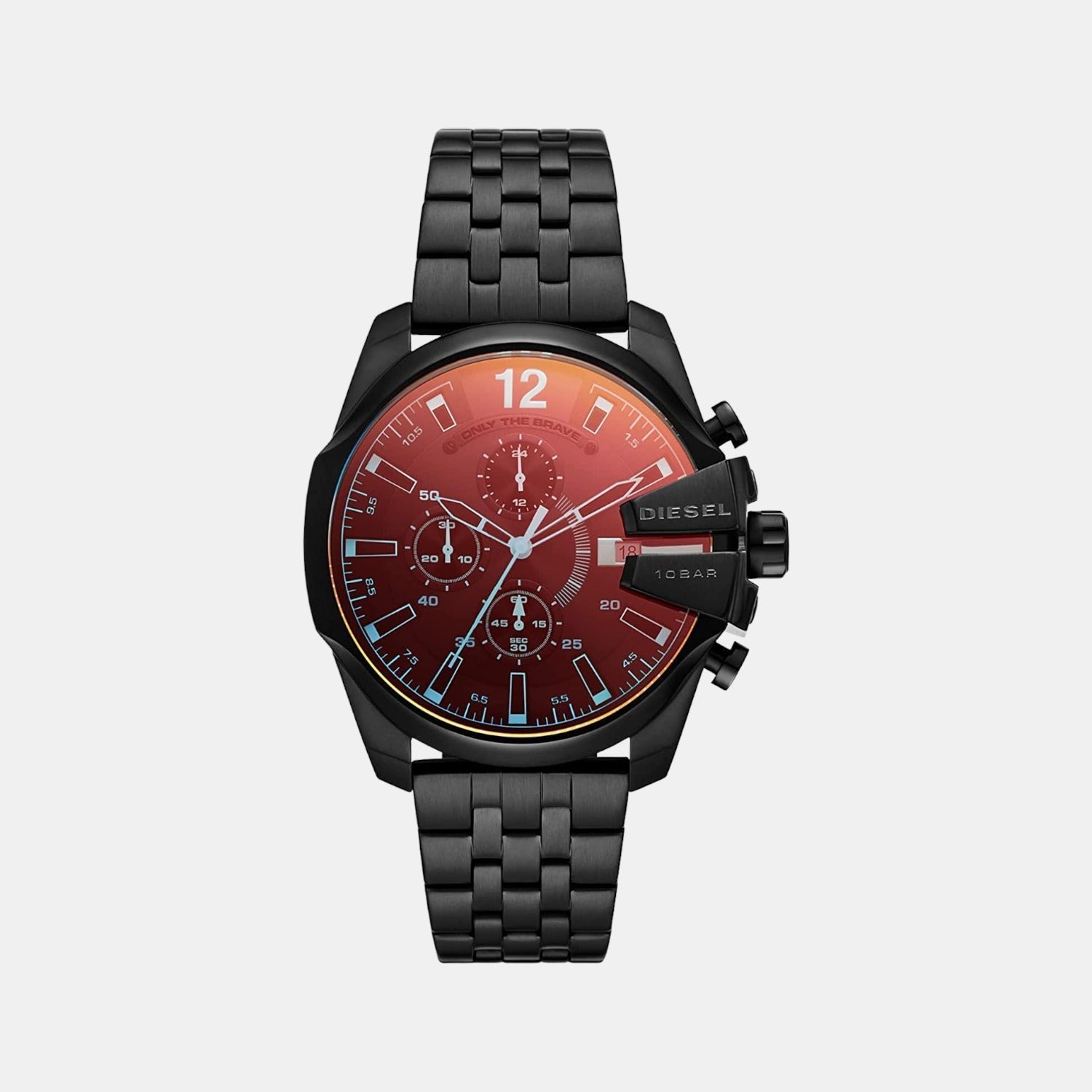 Diesel Baby Chief Men Quartz Red Dial Chronograph Stainless Steel Watch DZ4566