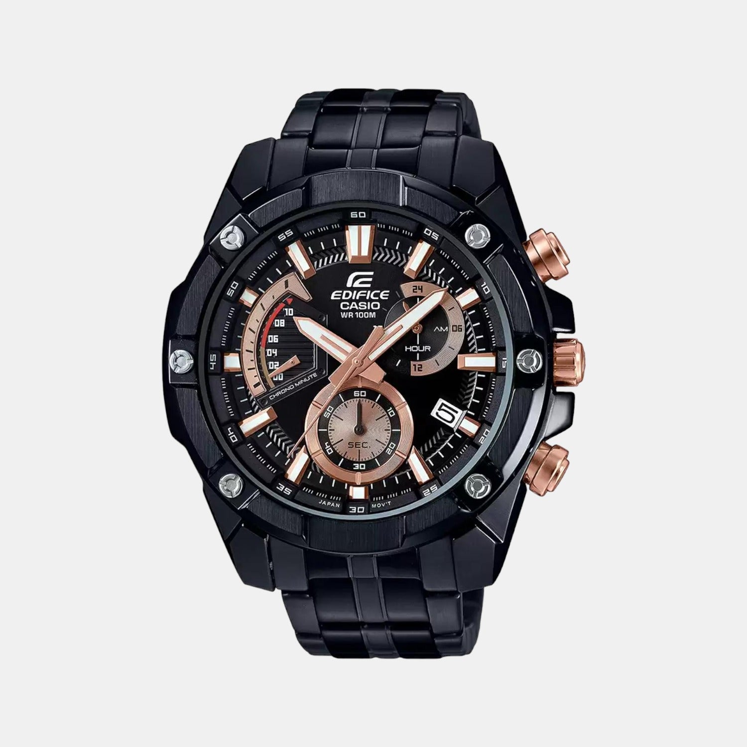 Casio Edifice Men Quartz Black Dial Chronograph Stainless Steel Watch EX428