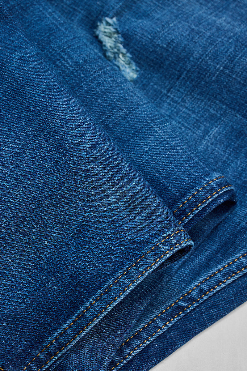 SNITCH Denim Blue Distressed Bootcut Jeans - view 9